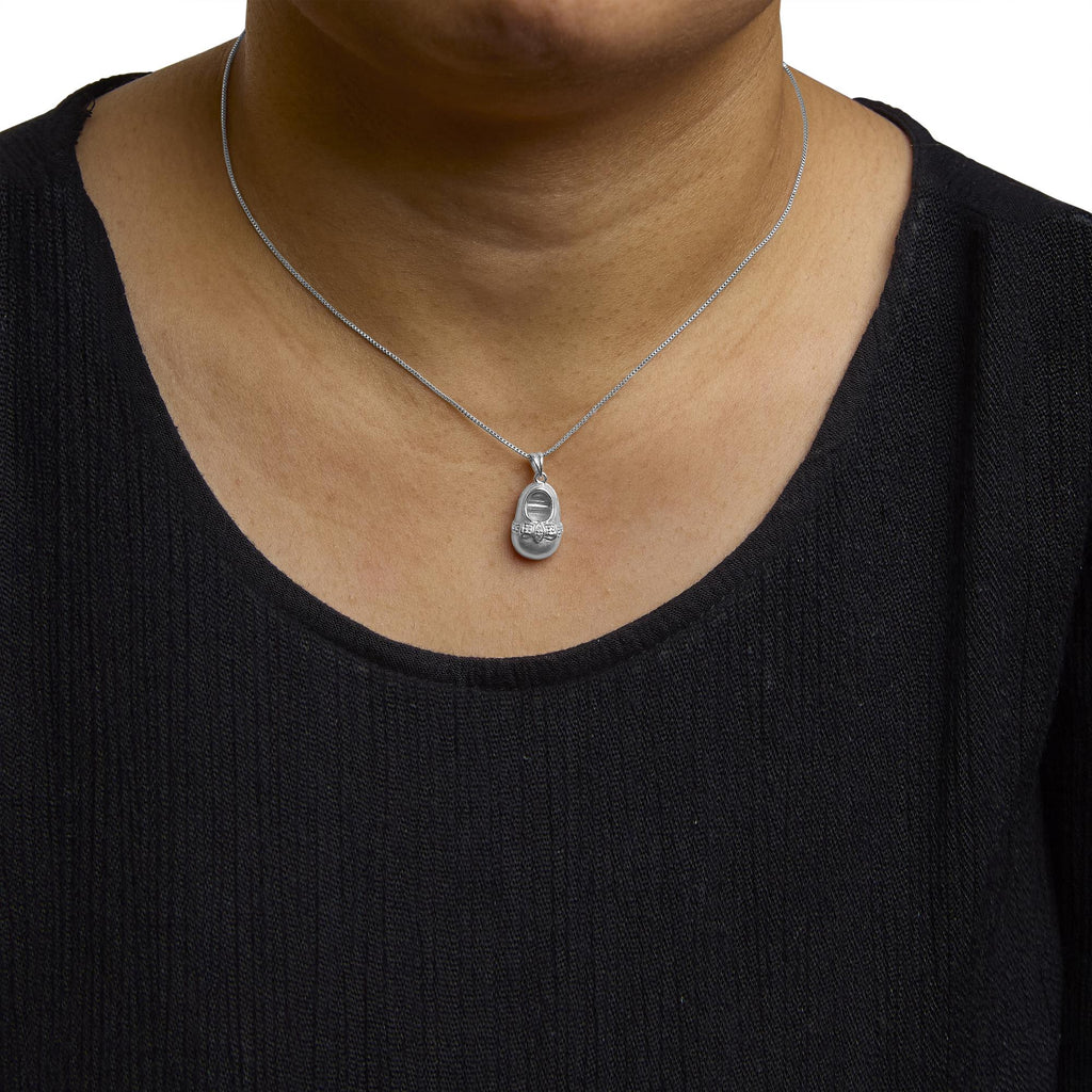 14K White Gold Diamond Accent Baby Shoe with Bow Pendant 18" Necklace (G-H Color, SI1-SI2 Clarity) - Friggin Jewelry