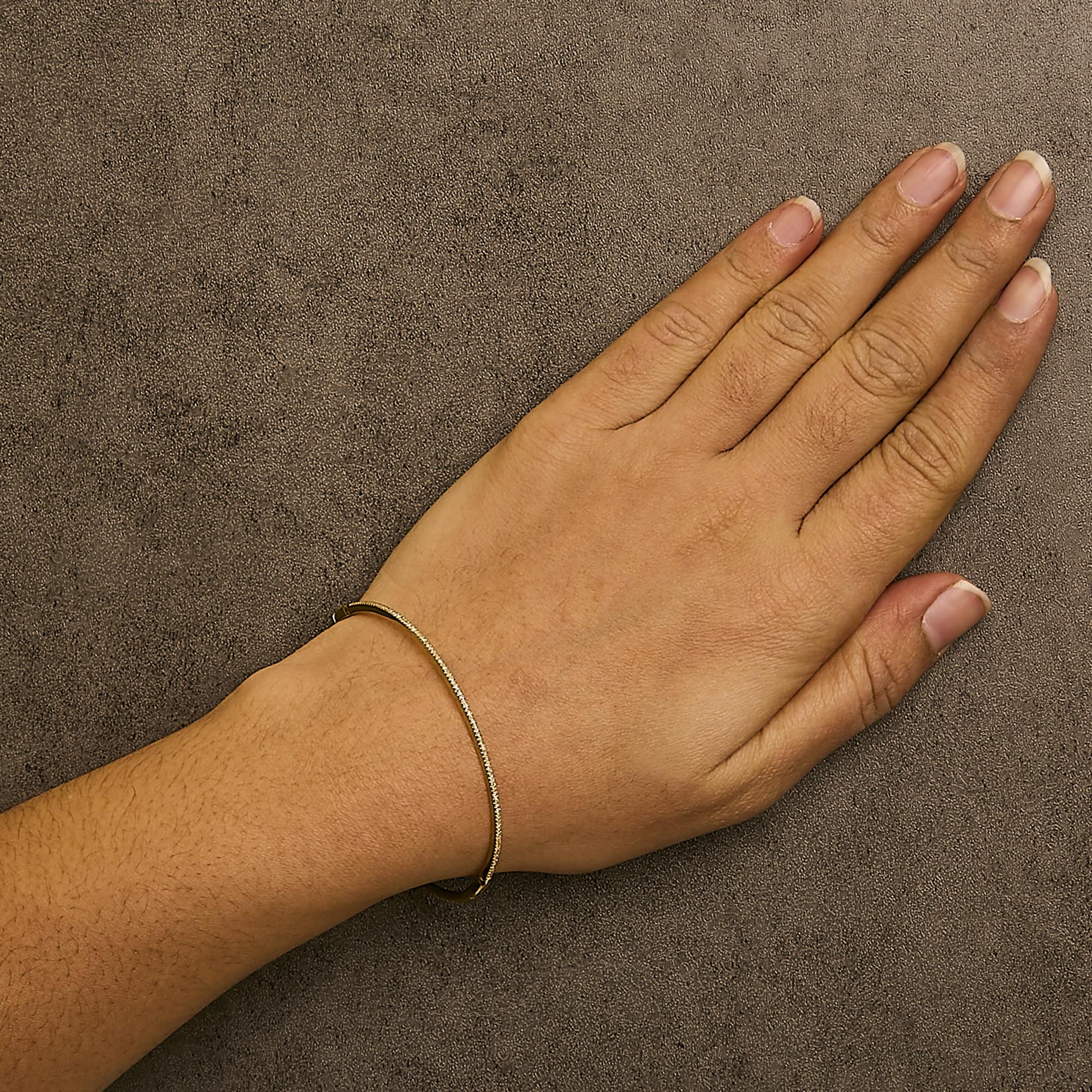 14K Yellow Gold 1/3 Cttw Diamond Half Eternity Bangle Bracelet (I-J Color, I2-I3 Clarity) - 7.75" Inches - Friggin Jewelry