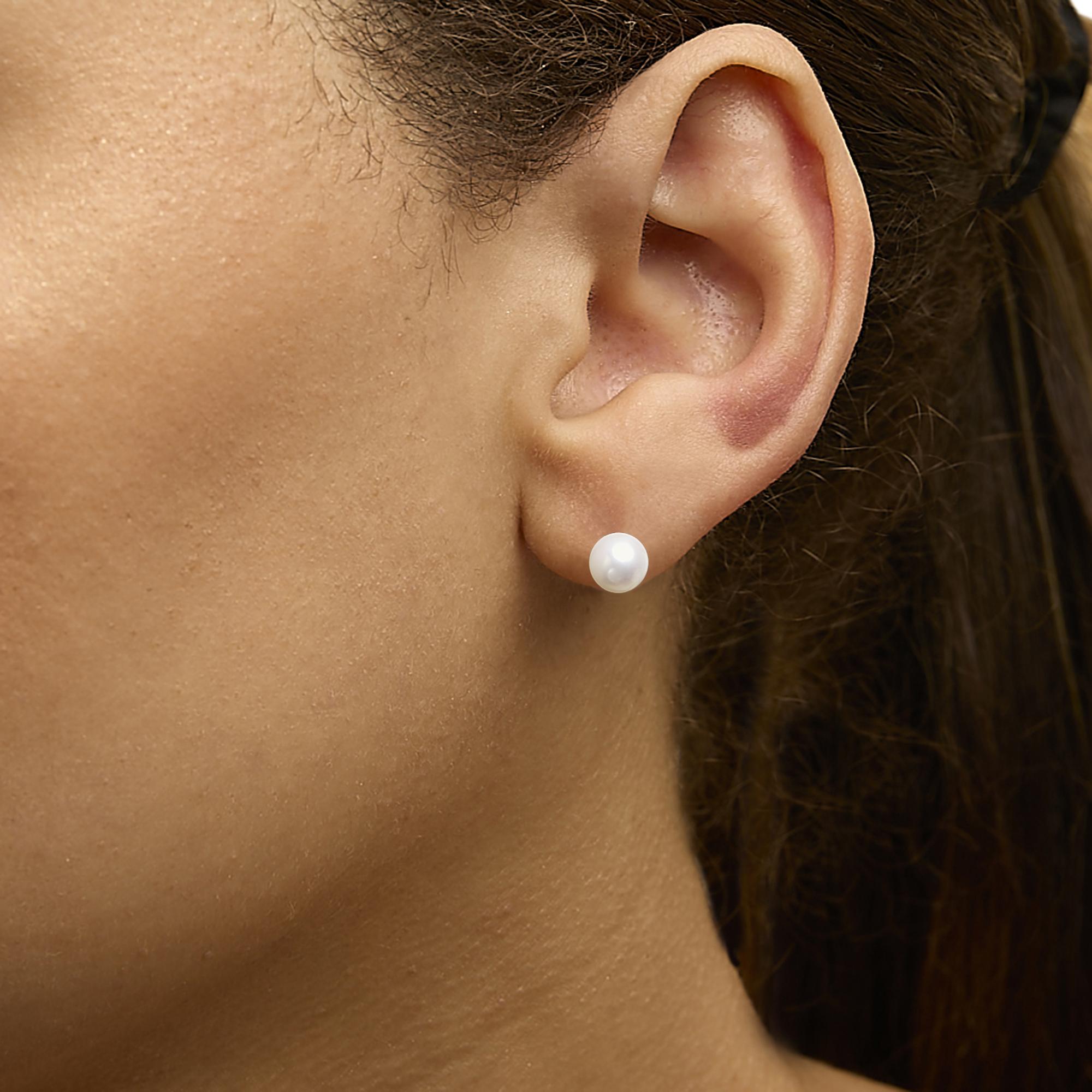 14K Gold Cultured Freshwater Pearl Solitaire Stud Earrings - Friggin Jewelry