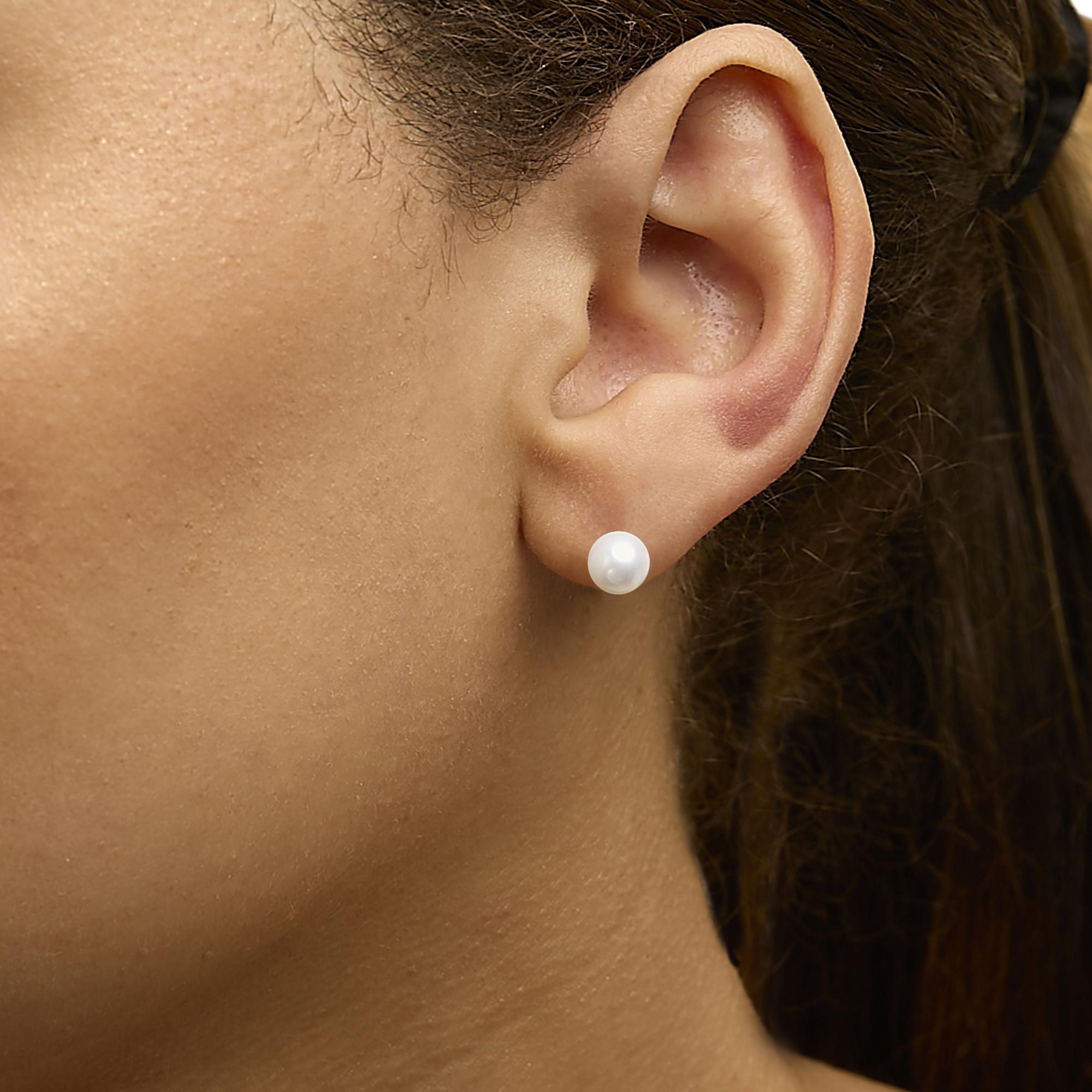 14K Gold Cultured Freshwater Pearl Solitaire Stud Earrings - Friggin Jewelry