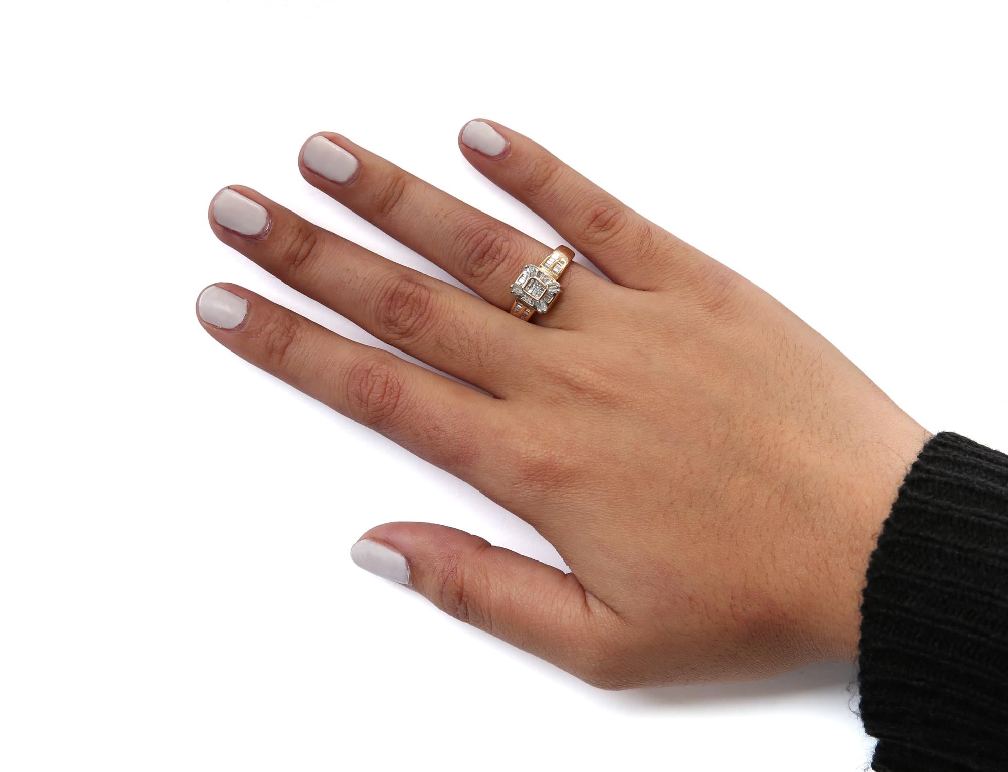 10K Yellow Gold 1/2 Cttw Diamond Composite and Halo Ring (H-I Color, SI1-SI2 Clarity) - Friggin Jewelry