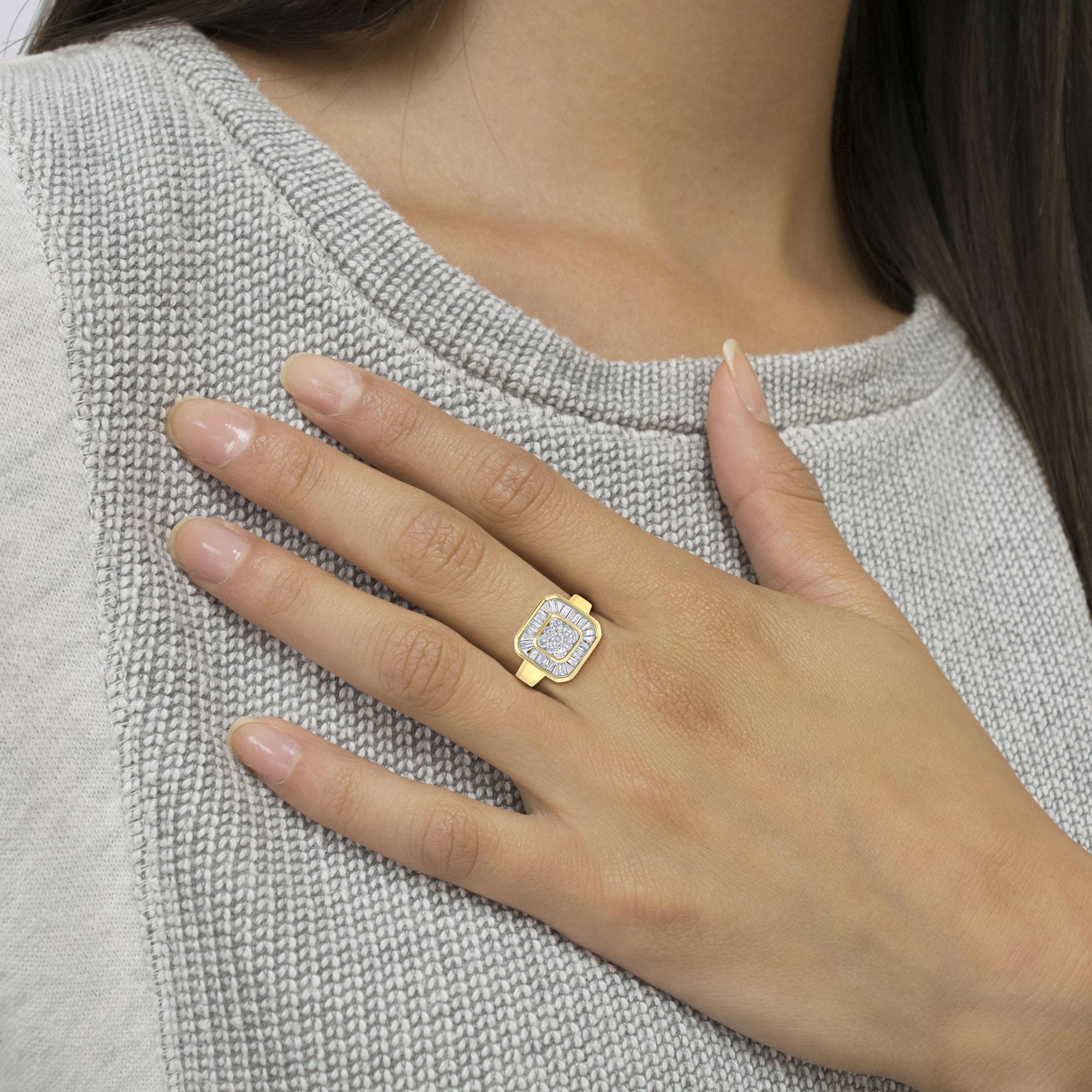 10K Yellow Gold Diamond Cocktail Ring (1/2 Cttw, I-J Color, SI2-I1 Clarity) - Friggin Jewelry