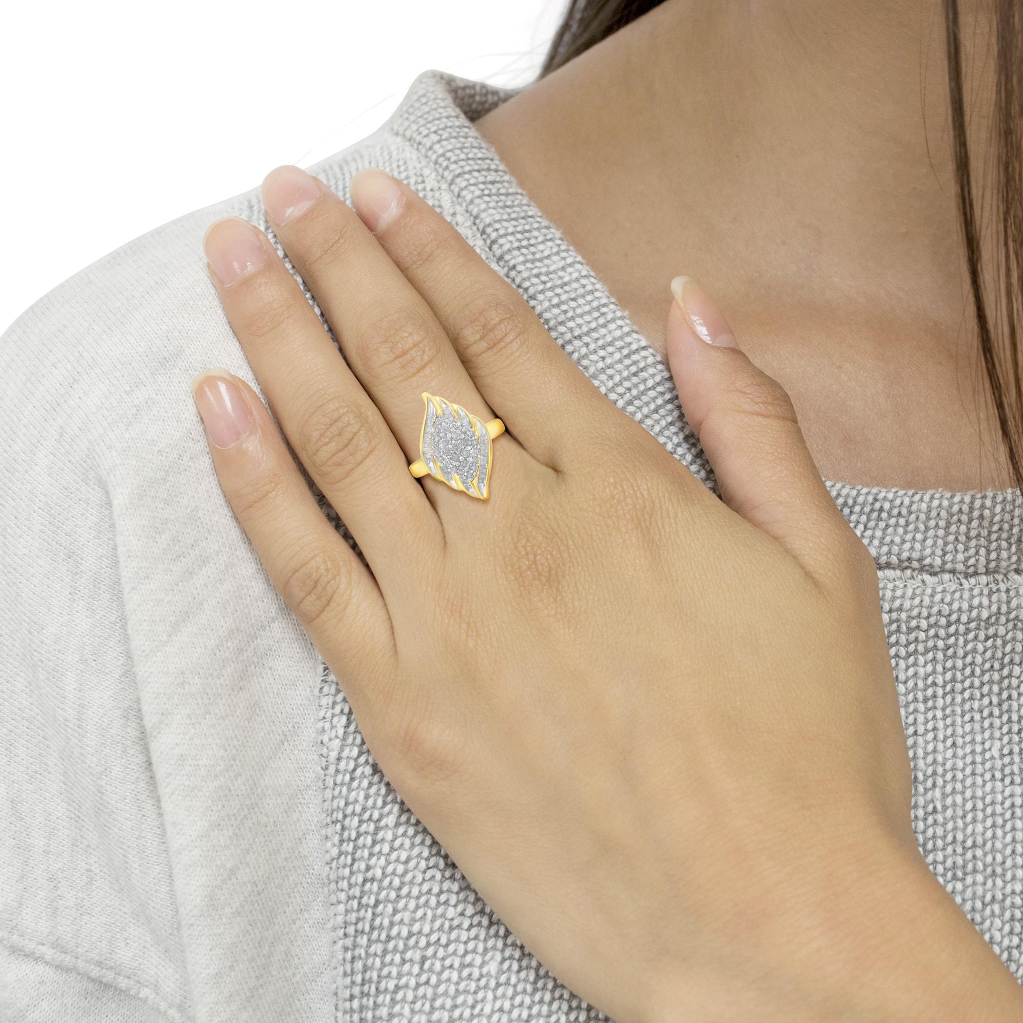 10K Yellow Gold Diamond Cocktail Ring (3/4 Cttw, I-J Color, I2-I3 Clarity) - Friggin Jewelry