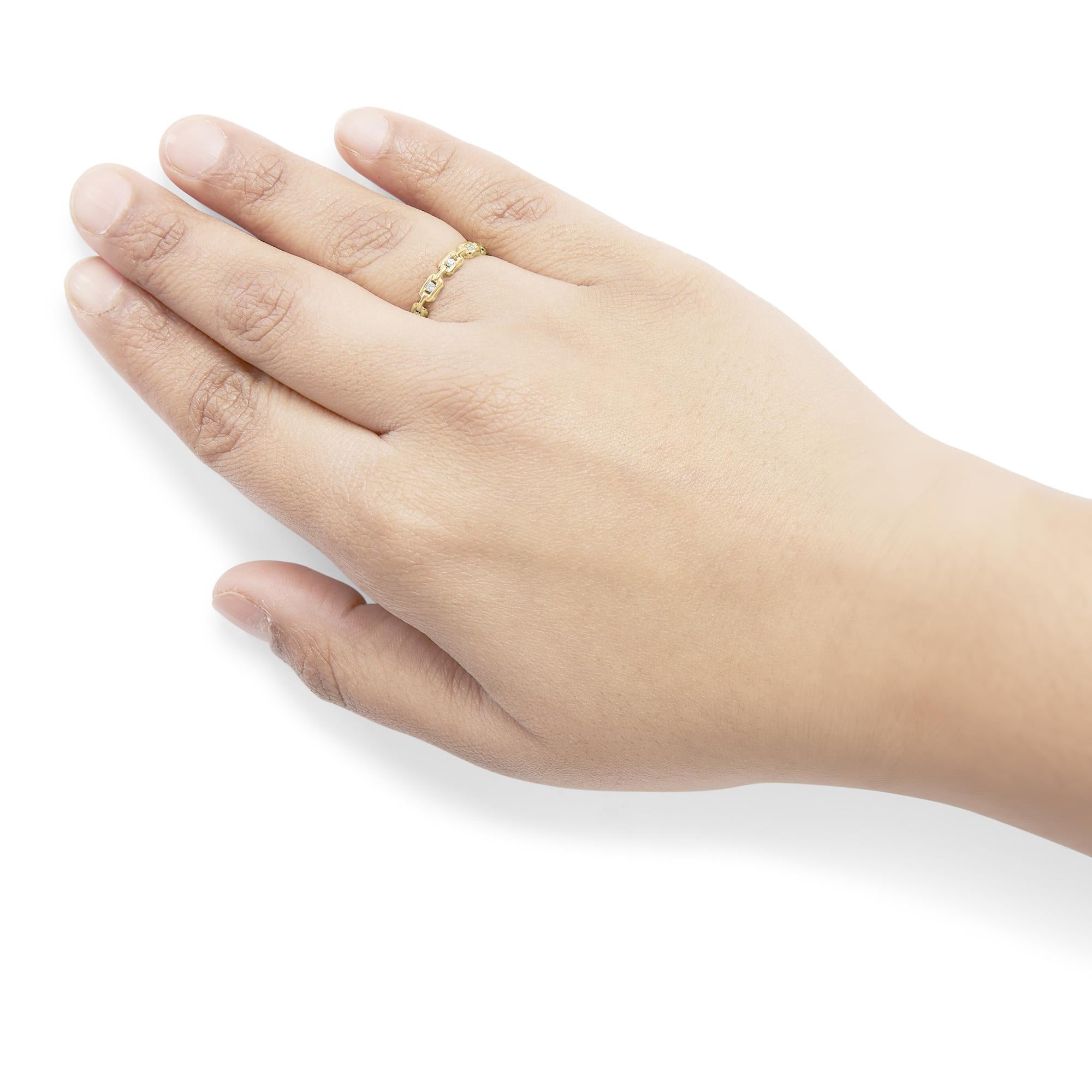 10K Yellow Gold 1/10 Cttw Paperclip Style Link Band Ring (H-I Color, I1-I2 Clarity) - Friggin Jewelry
