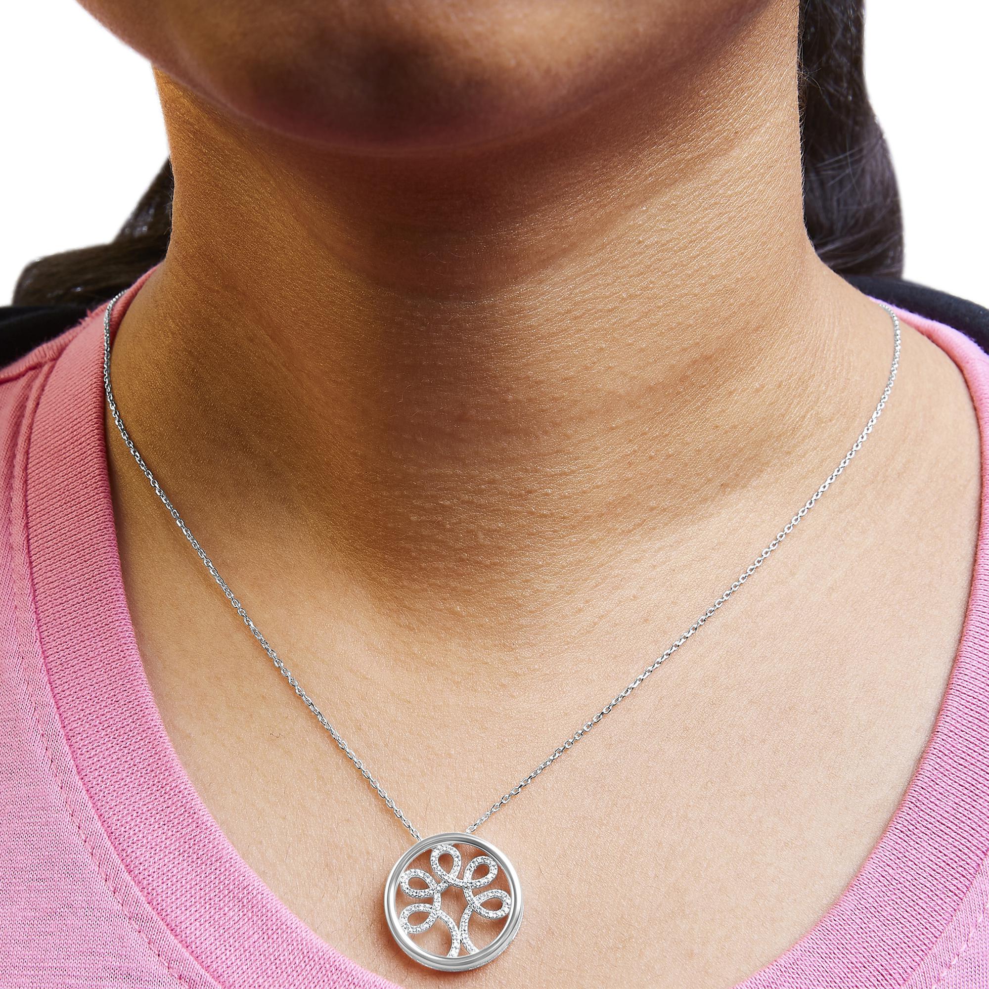 .925 Sterling Silver 1/10 Cttw Diamond Tree of Life Pendant Necklace (I-J Color, I3 Clarity) - Friggin Jewelry