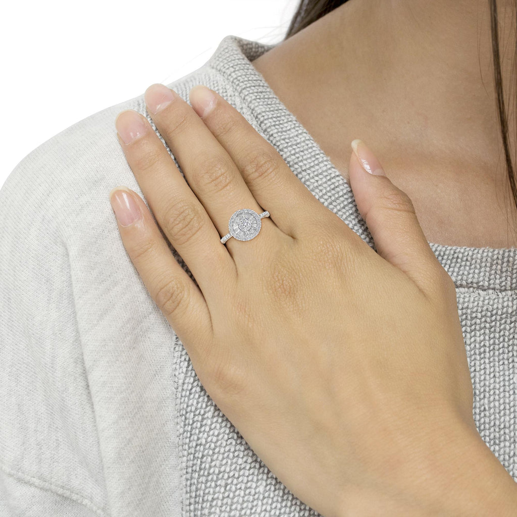 10KT White Gold Diamond Cocktail Ring (1 cttw, H-I Color, SI2-I1 Clarity) - Friggin Jewelry