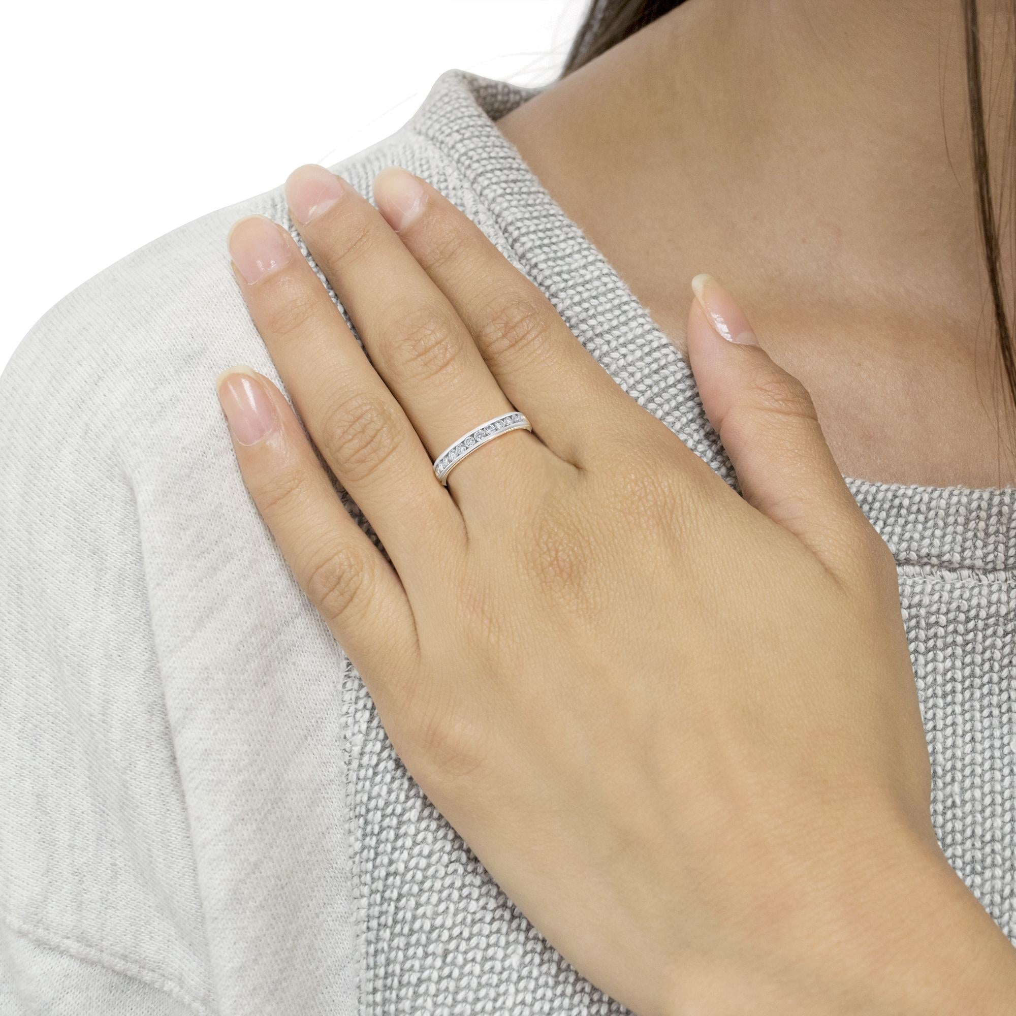 14K White Gold 1/2 cttw Diamond Band Ring (I-J Color, I2-I3 Clarity) - Friggin Jewelry
