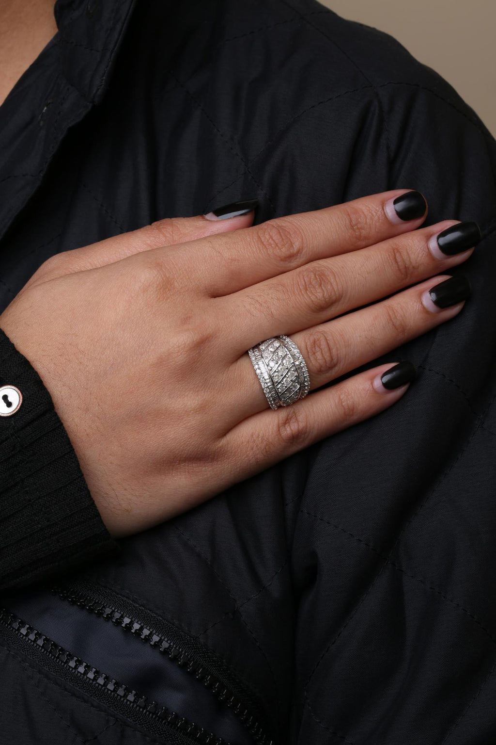 .925 Sterling Silver 2.00 Cttw Diamond Fashion Multi Row Cocktail Ring (H-I Color, I2-I3 Clarity) - Friggin Jewelry