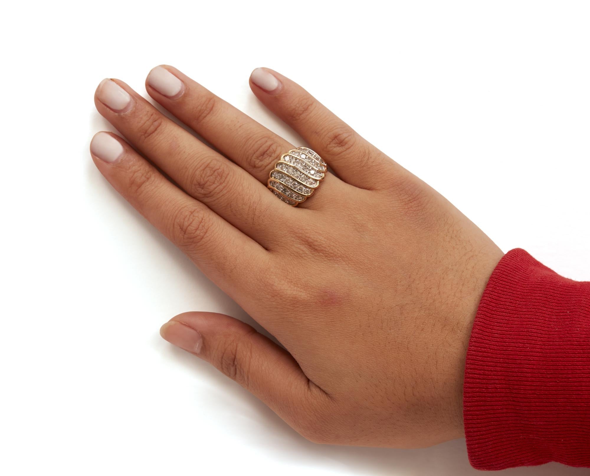 10 Yellow Gold 2.00 Cttw Diamond Multi Row Cocktail Band Ring (I-J Color, I1-I2 Clarity) - Friggin Jewelry