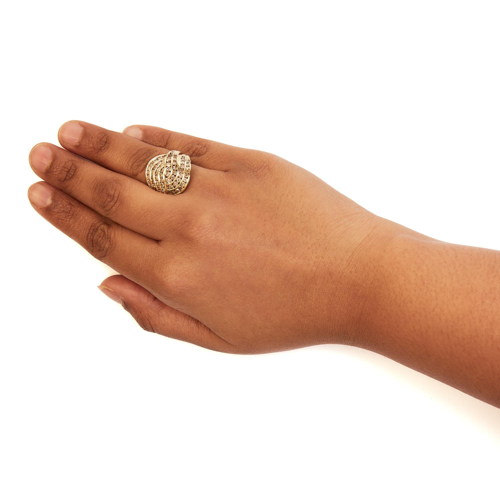 10K Yellow Gold 2.0 Cttw Channel Set Diamond Cocktail Swirl Band Ring (K-L Color, I1-I2 Clarity) - Friggin Jewelry