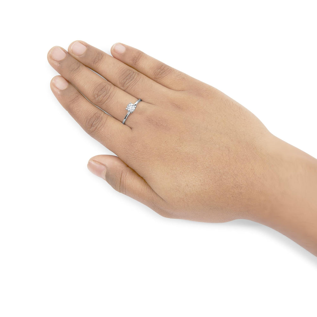 14K White Gold 1/2 Cttw Round Lab Grown Diamond 4 Prong Solitaire Engagement Ring (F-G Color, VS2-SI1 Clarity) - Friggin Jewelry