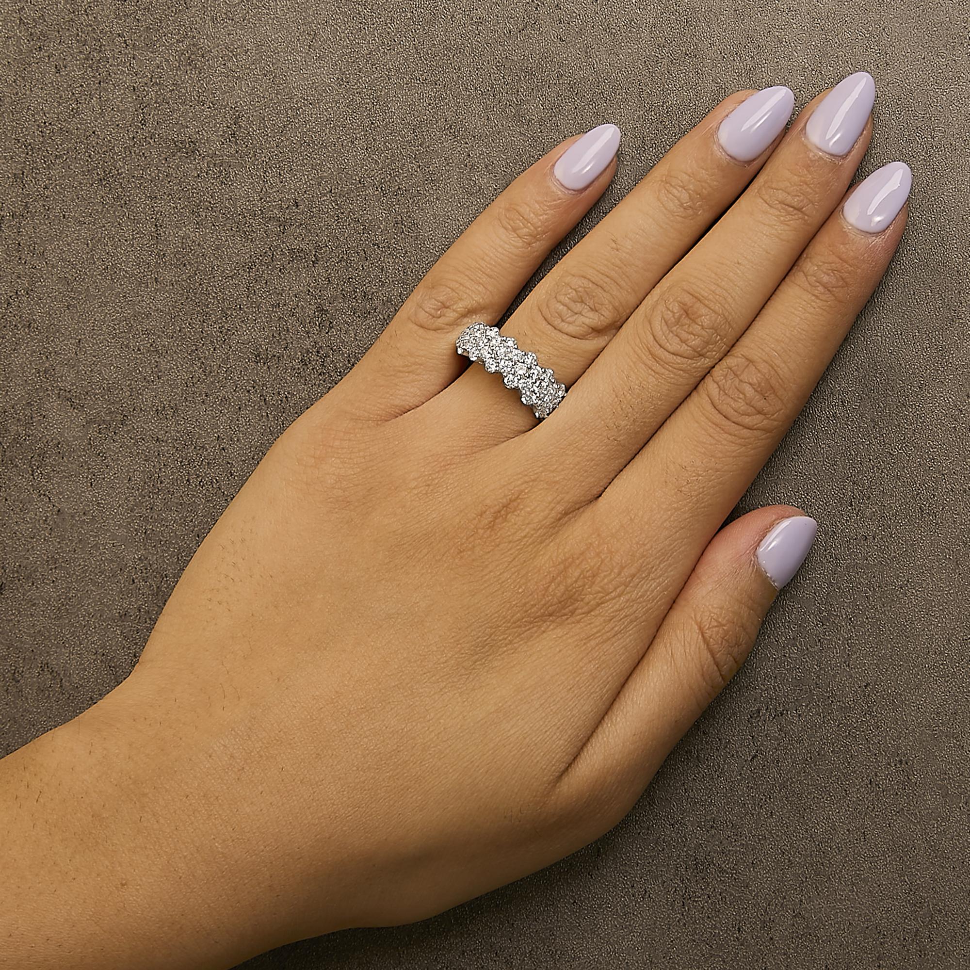 .925 Sterling Silver 2.0 cttw Lab Grown Diamond Scattered Band Ring (F-G Color, VS1-VS2 Clarity) - Friggin Jewelry