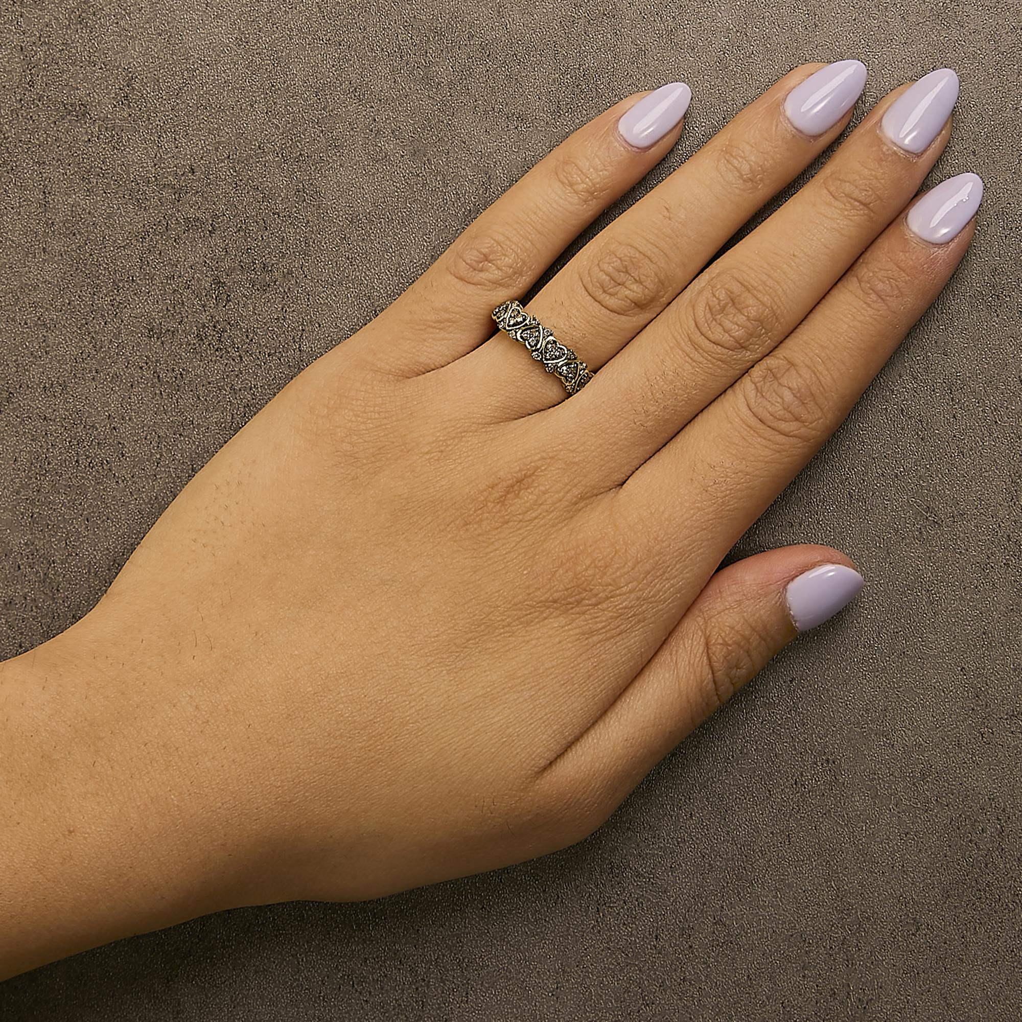 10K Yellow Gold Plated .925 Sterling Silver 1/3 cttw Natural Diamond Band Ring - Friggin Jewelry