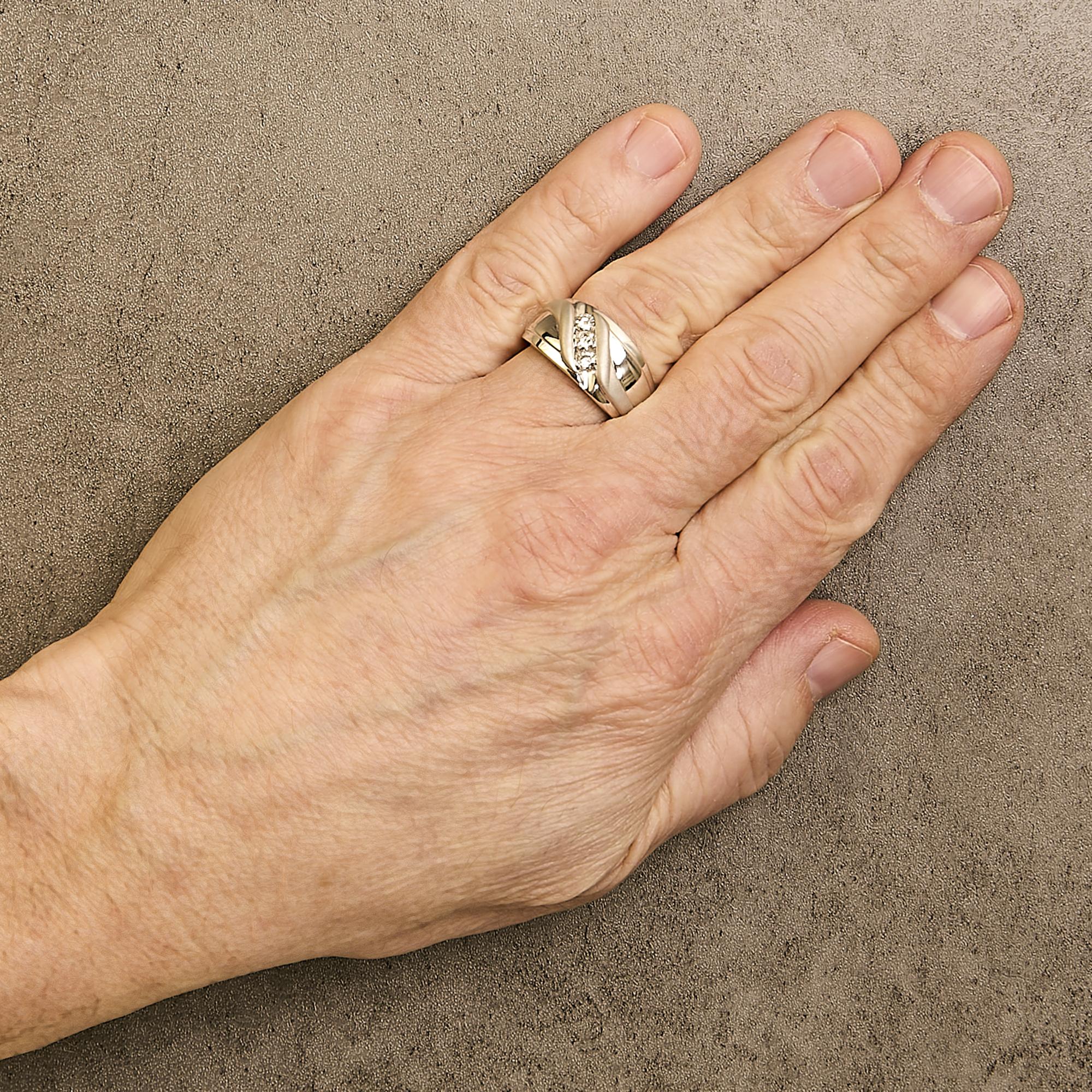 Anillo de plata de ley 925 para hombre con diamantes de 1/2 quilates y 3 piedras engastadas en canal - Friggin Jewelry