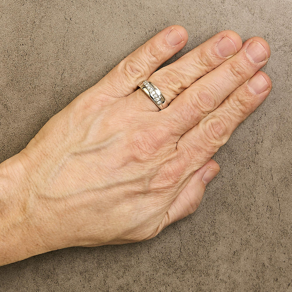 Anillo de plata de ley 925 para hombre con 9 diamantes de 1/2 quilates - Friggin Jewelry