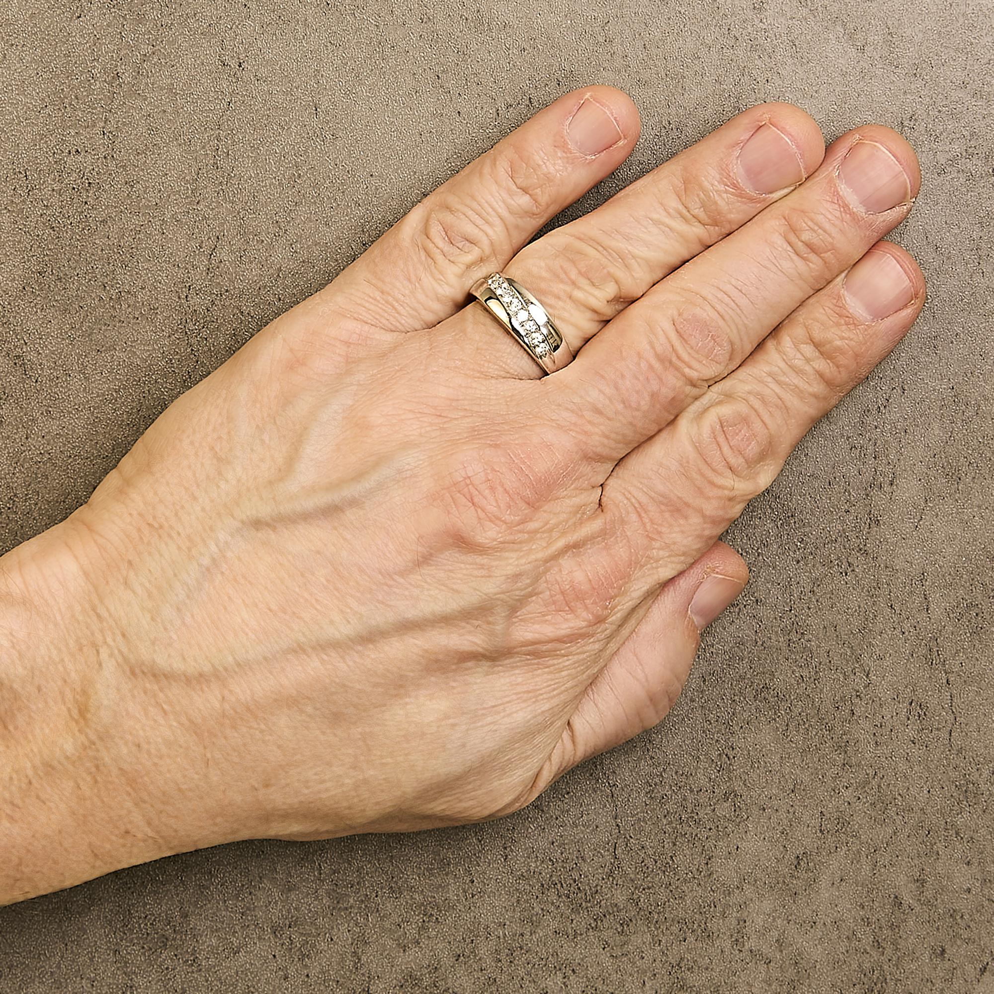 Anillo de plata de ley 925 para hombre con 9 diamantes de 1/2 quilates - Friggin Jewelry