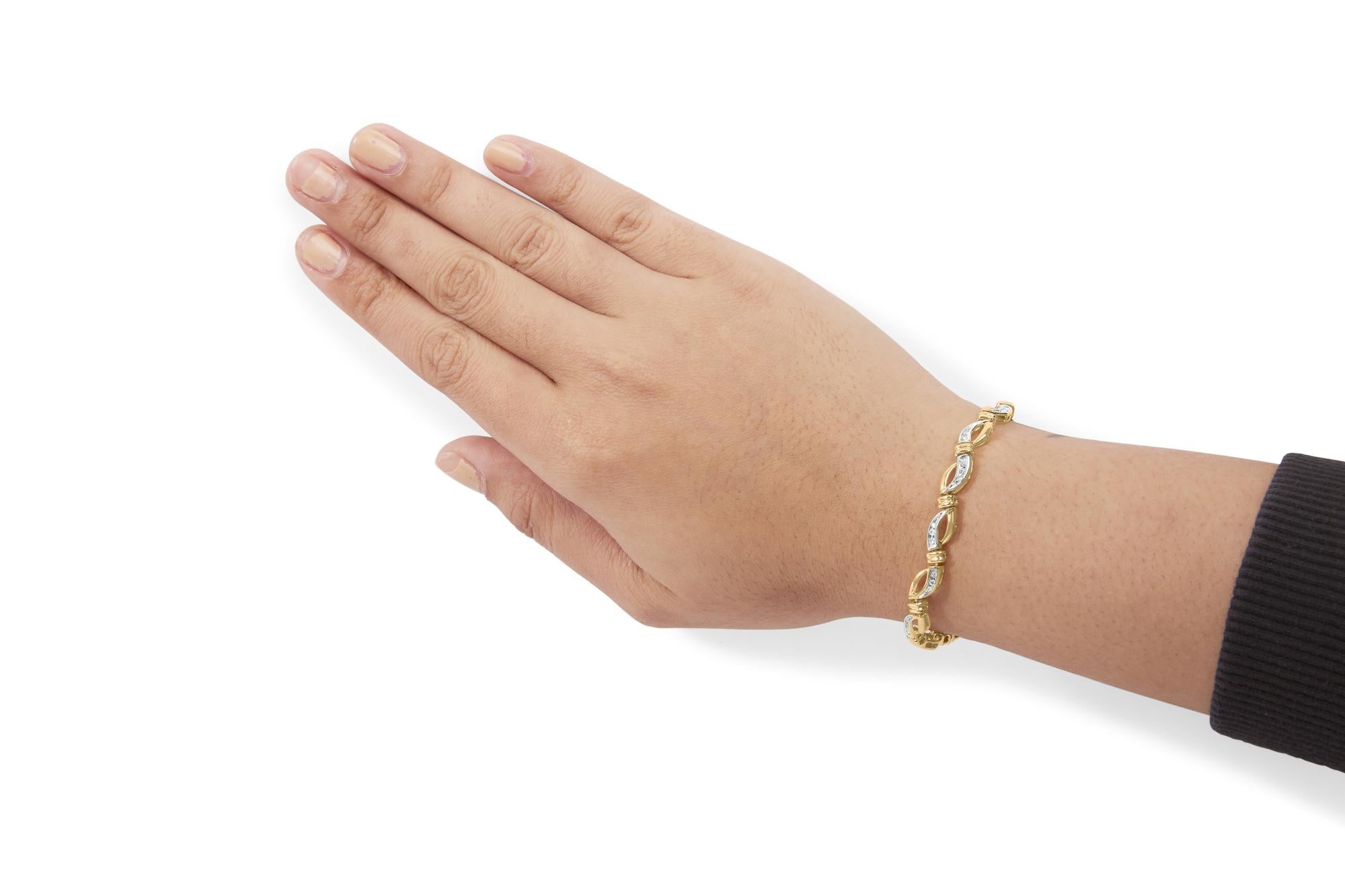 Bracciale tennis da 7" con maglie a infinito in oro giallo e bianco 10K da 1/2 carati con diamanti incastonati a canale (colore HI, purezza I1-I2) - Friggin Jewelry