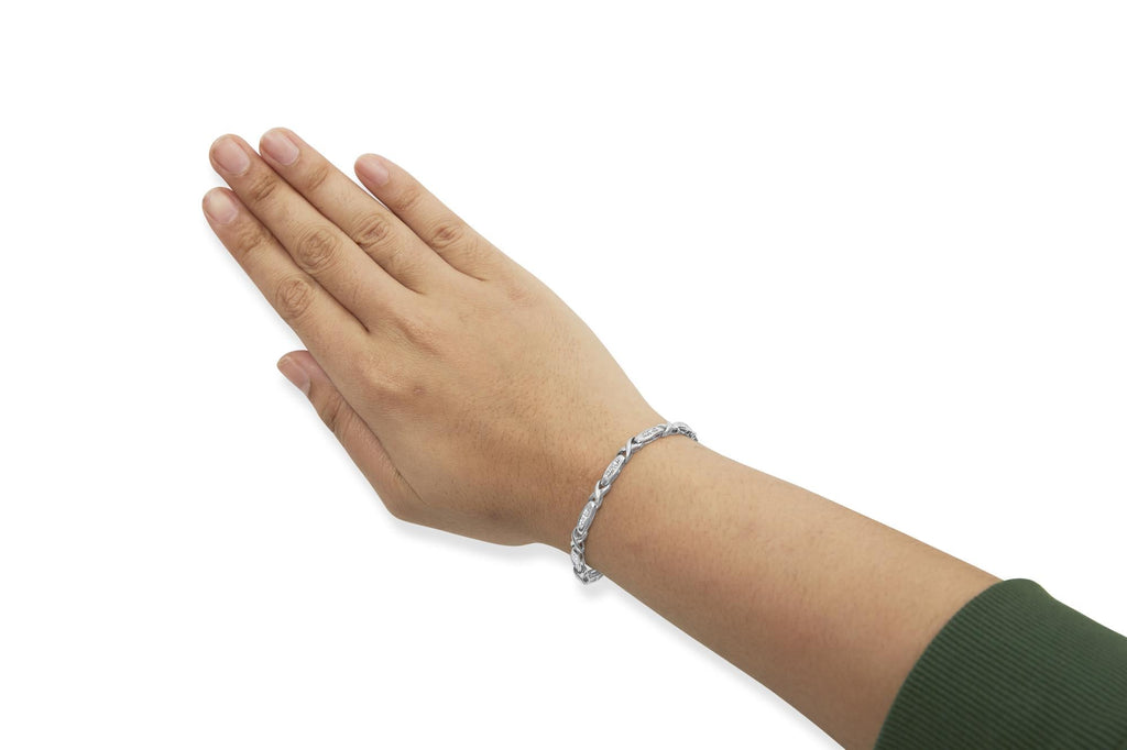 Bracciale tennis in oro bianco 14 carati con diamanti incastonati in modo invisibile da 1,0 ct (colore HI, purezza SI1-SI2) - 7" - Friggin Jewelry