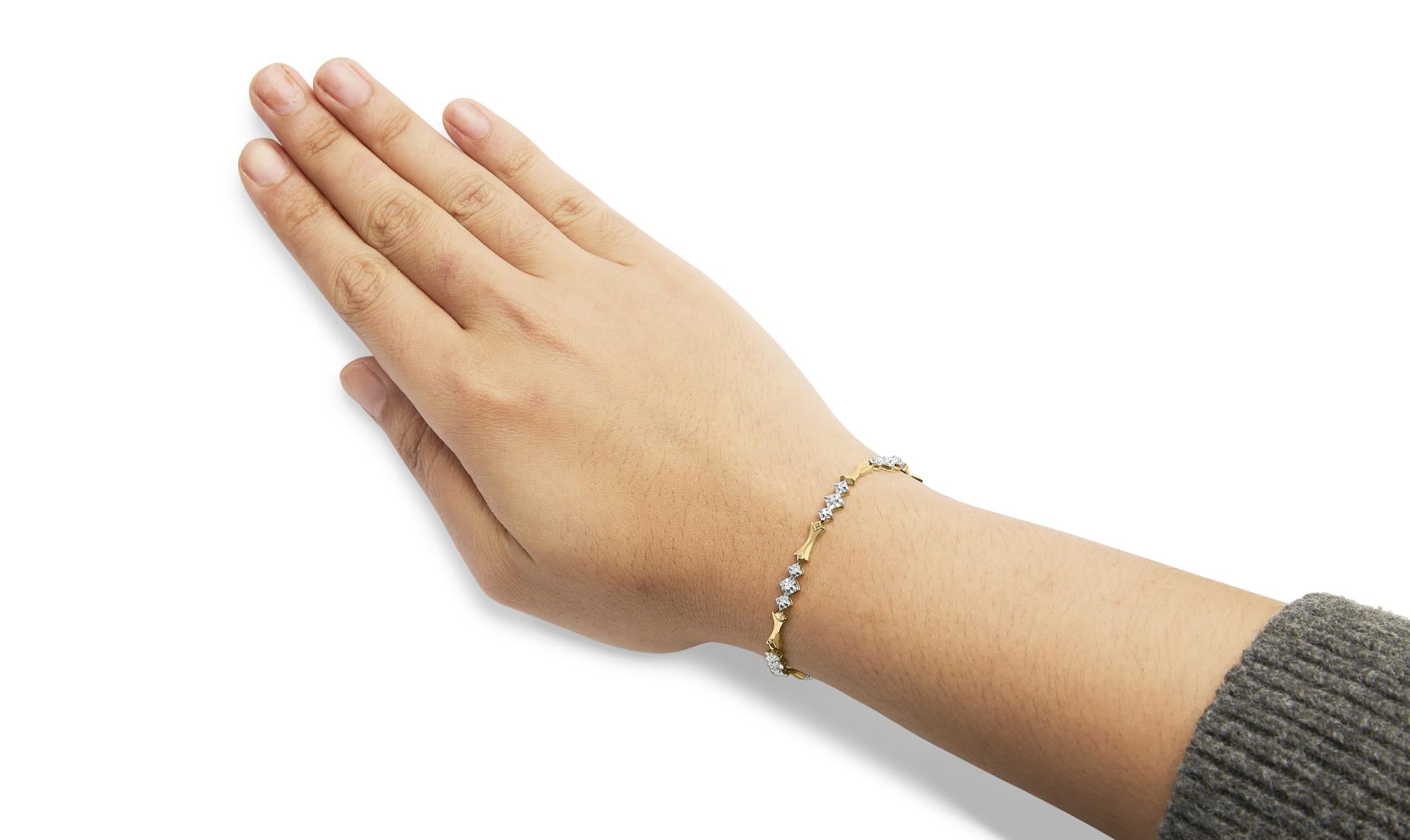 10k Gold 1/3 Cttw Diamond Miracle Set Alternating Bar and Link Bracelet (I-J Color, I1-I2 Clarity) - 7.75" Inches - Friggin Jewelry