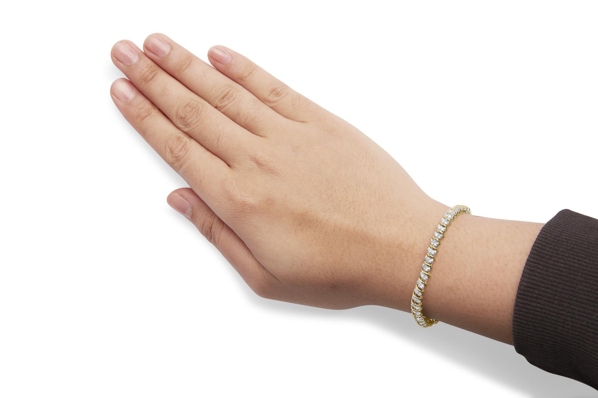 Bracciale a maglie da 7" con ciondolo a forma di cuore in oro giallo 10K e argento sterling 925 da 2,0 ct (colore IJ, purezza I3) - Friggin Jewelry