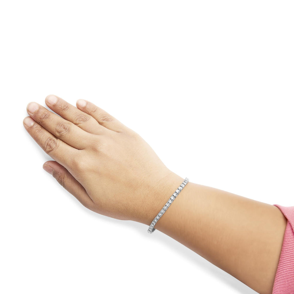 Pulsera de tenis de plata de ley 925 con placa milagrosa y diamantes cultivados en laboratorio - 18,3 cm - Friggin Jewelry
