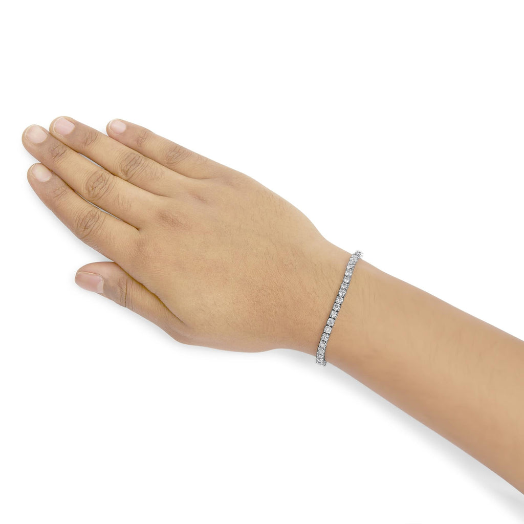 14K White Gold 4-Prong Set Lab Grown Round Diamond Classic Tennis Bracelet (F-G Color, VS1-VS2 Clarity) - 7.25" - Friggin Jewelry