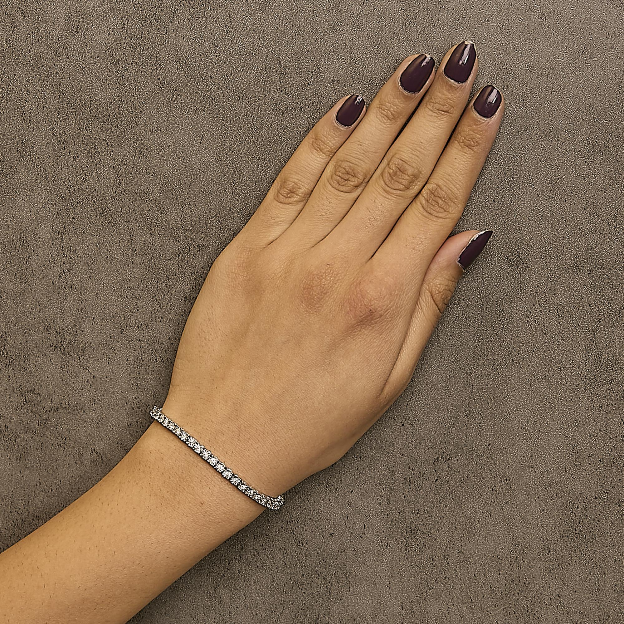 Pulsera de tenis de plata de ley 925 con placa milagrosa y diamantes cultivados en laboratorio - 18,3 cm - Friggin Jewelry