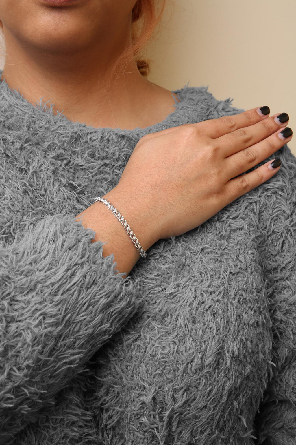 .925 Sterling Silver 1.00 Cttw Diamond C-Shaped Link Bracelet (I-J Color, I3 Clarity) - Friggin Jewelry