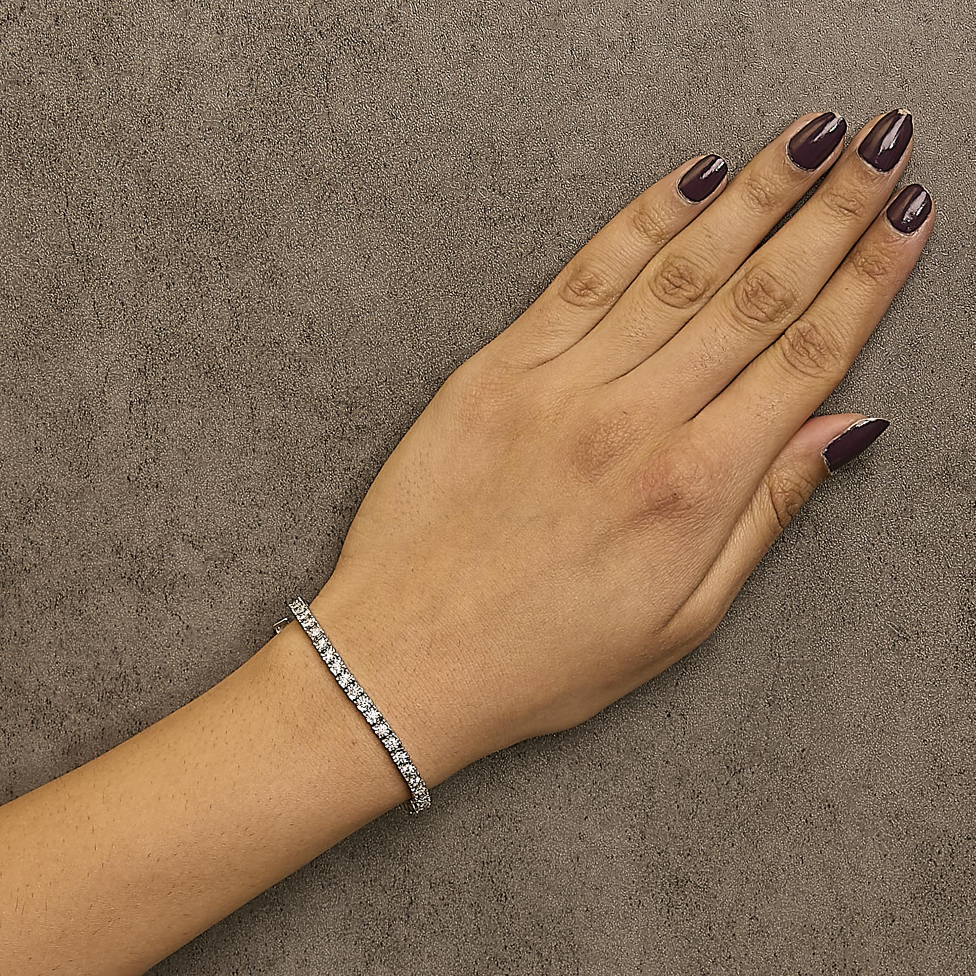 Pulsera de tenis de plata de ley 925 con placa milagrosa y diamantes cultivados en laboratorio - 18,3 cm - Friggin Jewelry