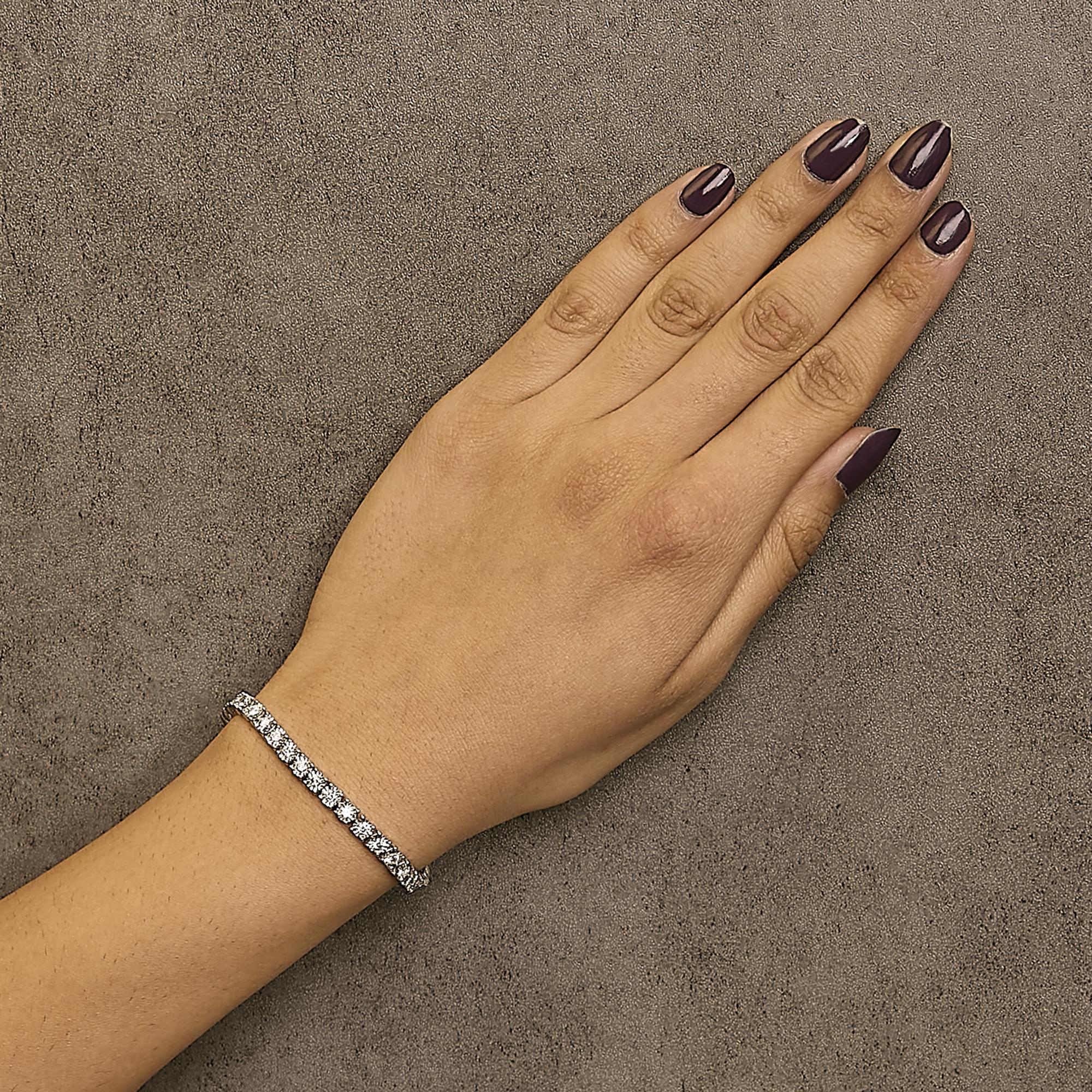 Pulsera de tenis de plata de ley 925 con placa milagrosa y diamantes cultivados en laboratorio - 18,3 cm - Friggin Jewelry