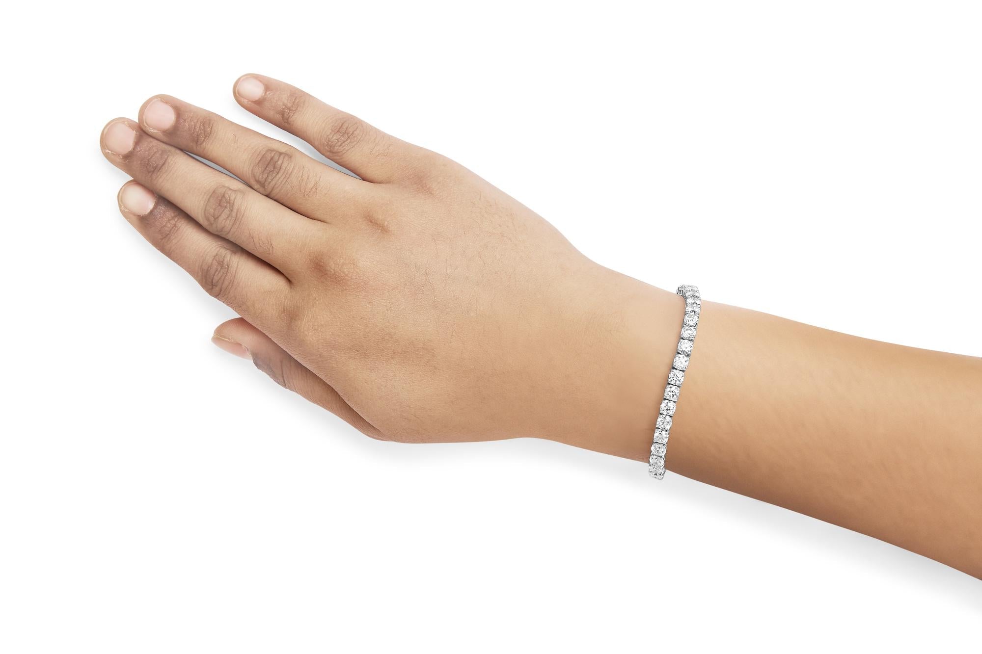 14K White Gold 4-Prong Set Lab Grown Round Diamond Classic Tennis Bracelet (F-G Color, VS1-VS2 Clarity) - 7.25" - Friggin Jewelry