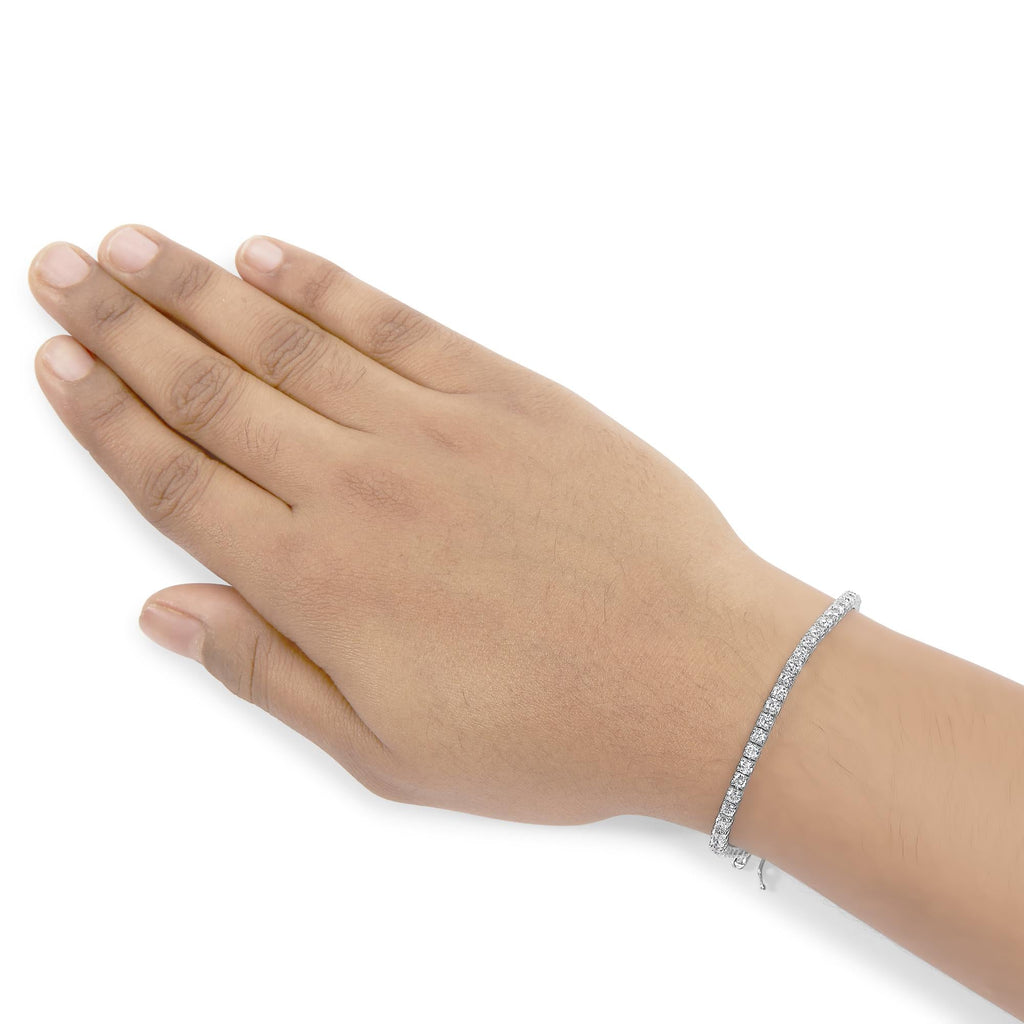 14K White Gold Classic Lab-Grown Diamond Tennis Bracelet (F-G Color, VS2-SI1 Clarity) - 7" Inches - Friggin Jewelry Premium