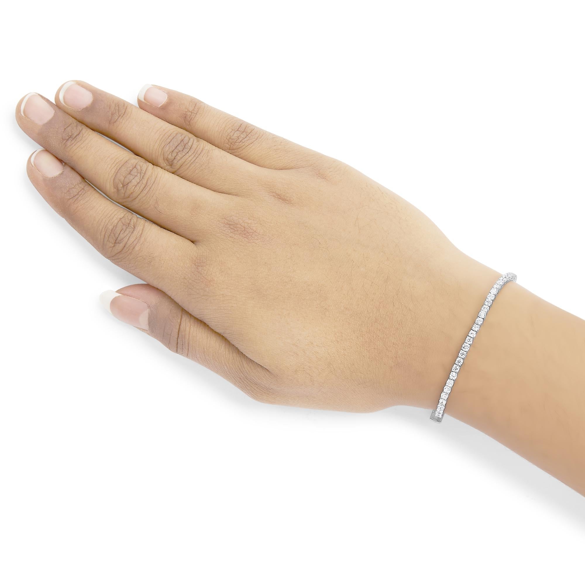14K White Gold Classic Lab-Grown Diamond Tennis Bracelet (F-G Color, VS2-SI1 Clarity) - 7" Inches - Friggin Jewelry Premium