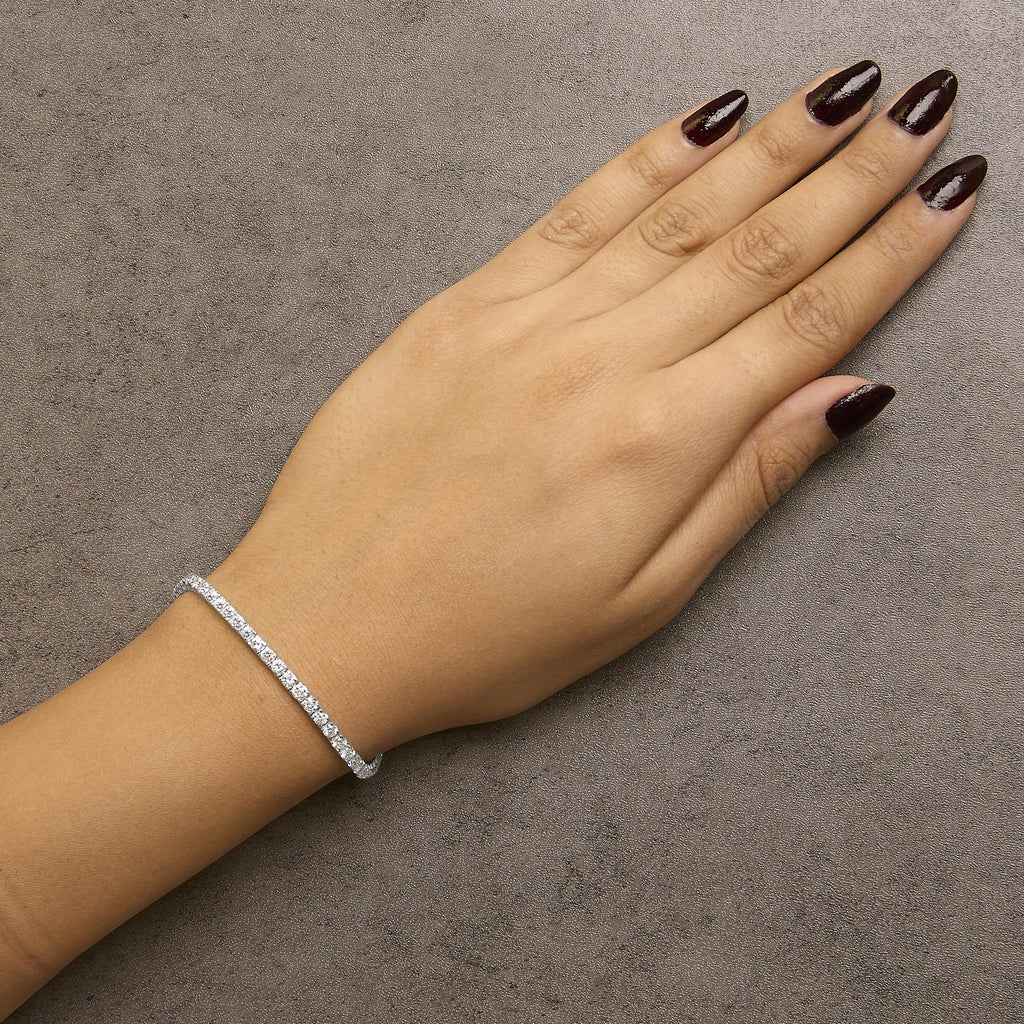 Pulsera de tenis de oro de 14 quilates con diamantes cultivados en laboratorio de 5,0 quilates (color FG, claridad VS1-VS2) - 7,25 pulgadas - Friggin Jewelry