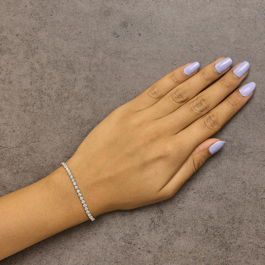 Pulsera de tenis de oro de 14 quilates con diamantes cultivados en laboratorio de 5,0 quilates (color FG, claridad VS1-VS2) - 7,25 pulgadas - Friggin Jewelry