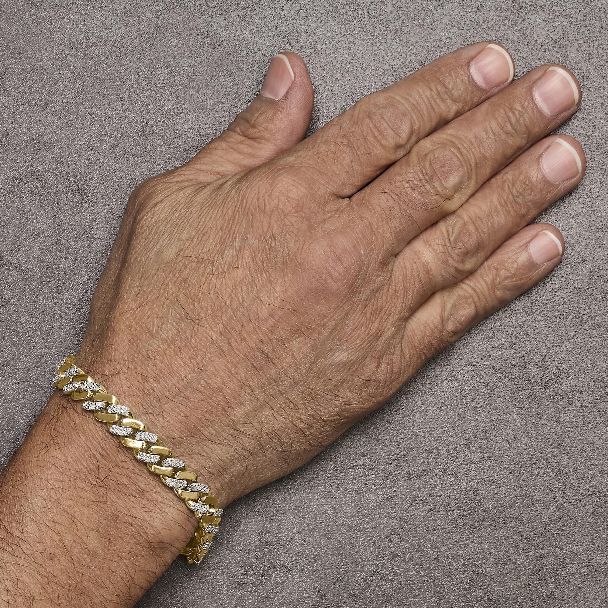 Pulsera de cadena cubana con diamantes de 1/2 quilates en plata de ley 925 (color IJ, claridad I3) - 8,5 pulgadas - Friggin Jewelry