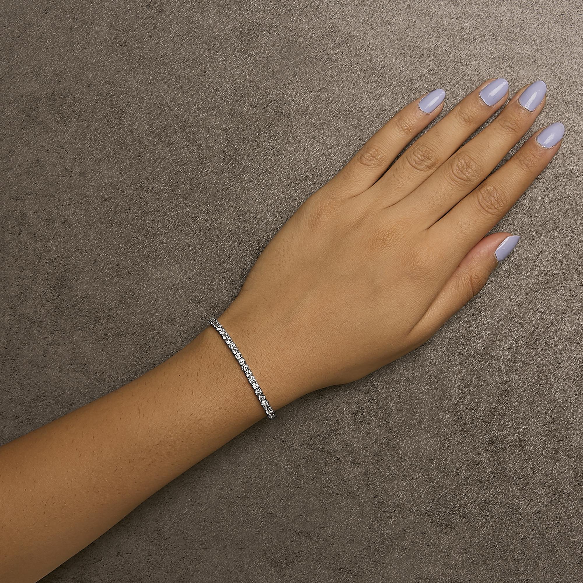 Bracciale tennis classico in oro bianco 14 carati con diamanti coltivati ​​in laboratorio da 6,00 ct - 7,25" - Friggin Jewelry