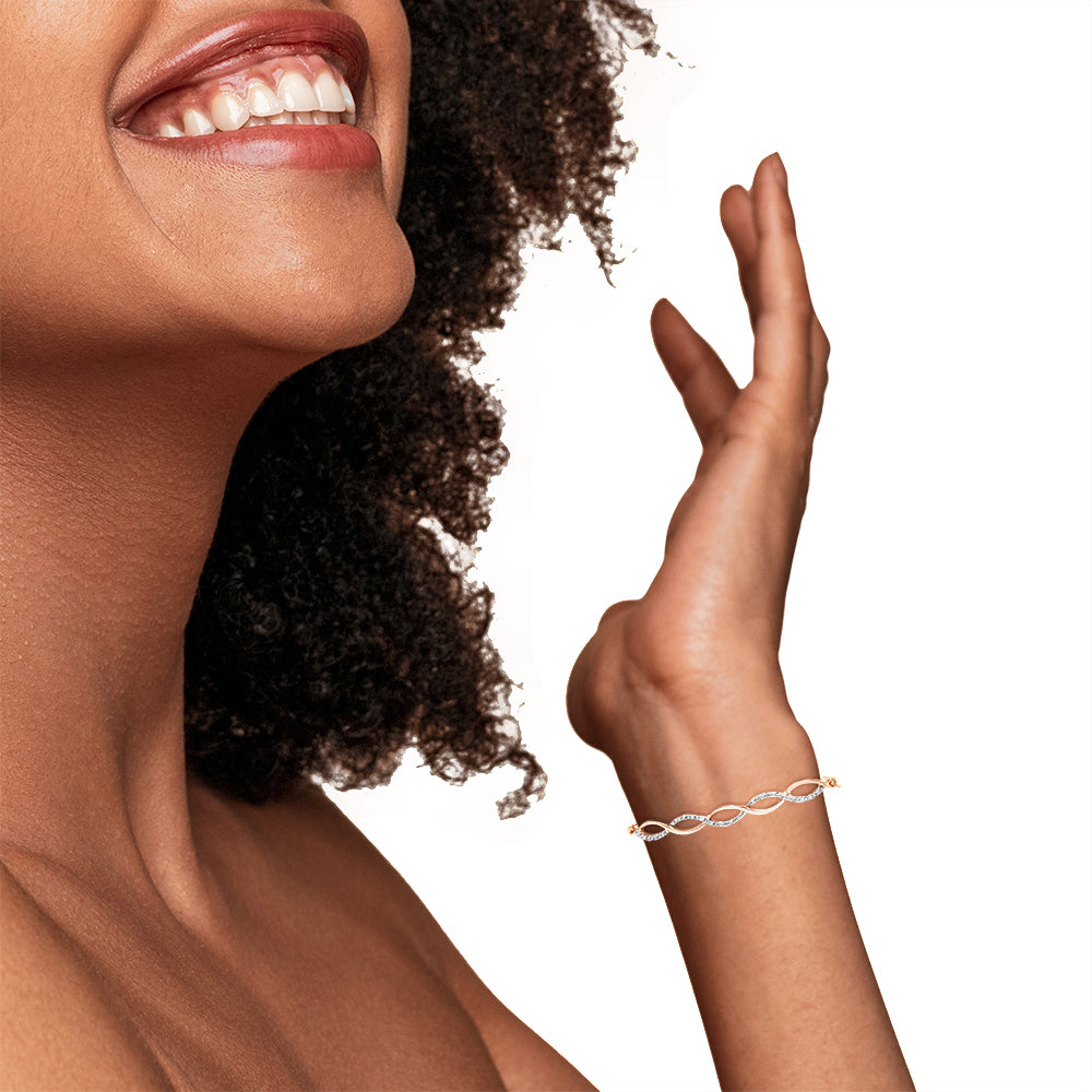 Pulsera bolo ajustable con diamantes de 10 a 25 cm en plata de ley 925 (color IJ, claridad I2-I3) - Friggin Jewelry
