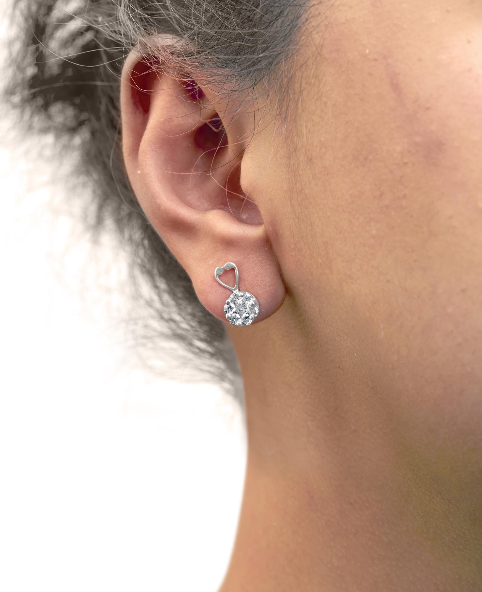 14K White Gold 1 1/4 cttw Round Cut Diamond Earrings (H-I, I1-I2) - Friggin Jewelry Premium