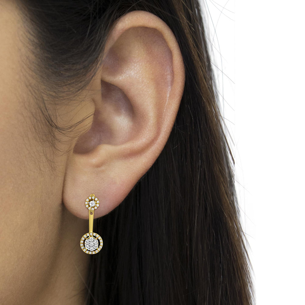 14K Yellow Gold Plated .925 Sterling Silver 5/8 Cttw Diamond Removable Stud and Dangle Earrings (I-J Color, I2-I3) - Friggin Jewelry
