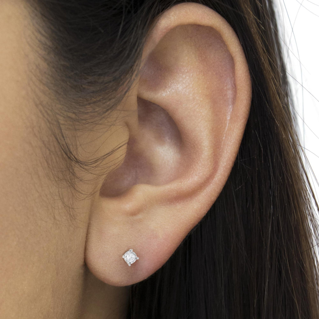 .925 Sterling Silver 1/2 Cttw Near Colorless Round Brilliant-Cut Diamond Miracle-Set Stud Earrings (H-I Color, I2-I3 Clarity) - Friggin Jewelry