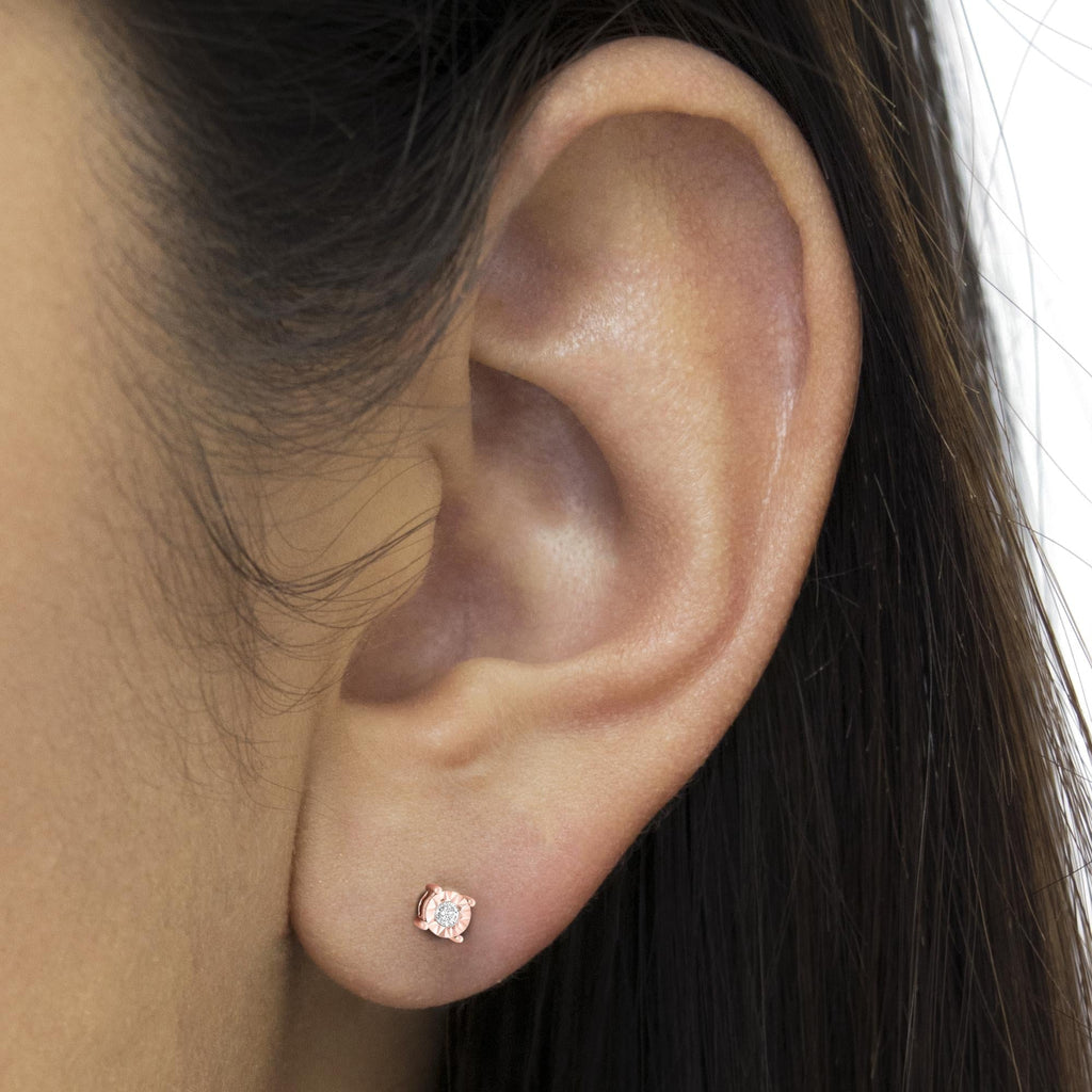 Orecchini a bottone in argento sterling 925 con diamanti taglio brillante rotondo da 1/10 ct - Friggin Jewelry