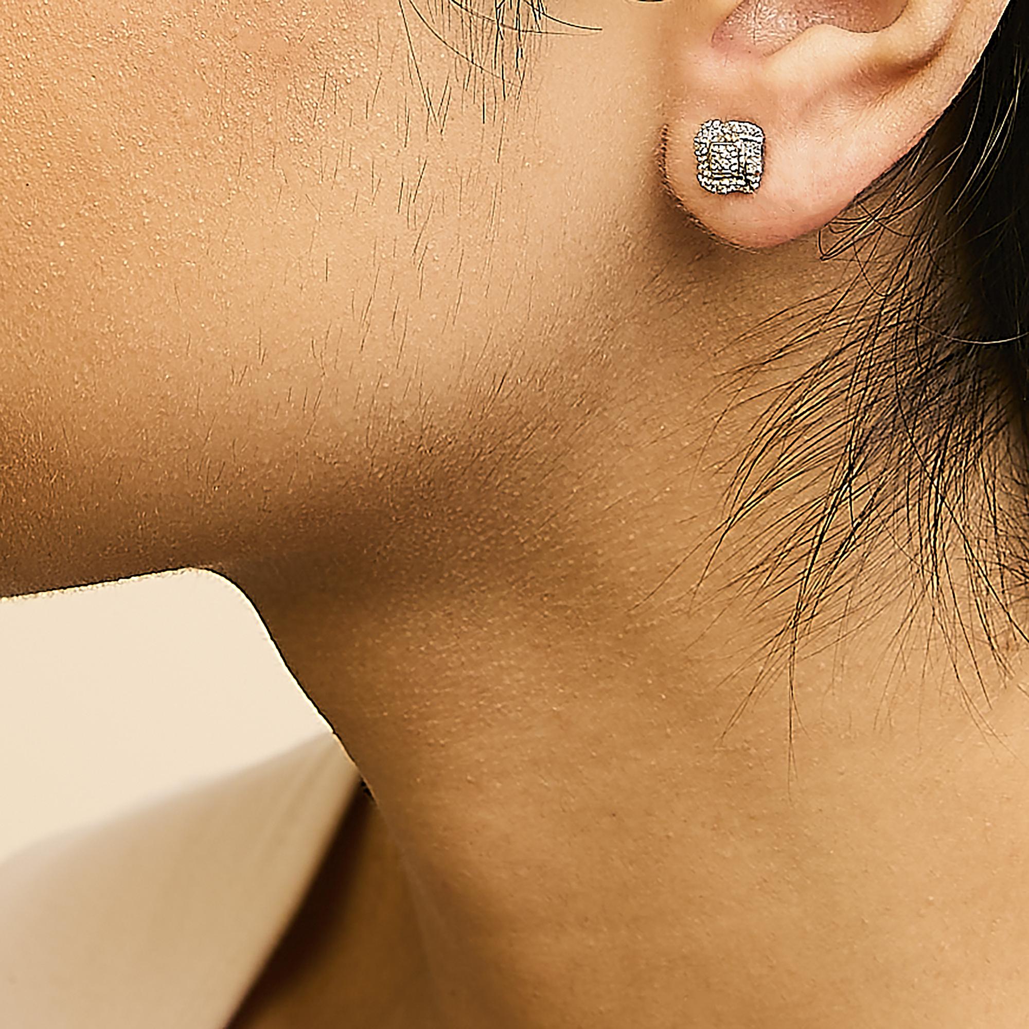 Pendientes de plata de ley con diamantes de talla redonda y corte cuadrado (0,04 cts, color HI, claridad I2-I3) - Friggin Jewelry