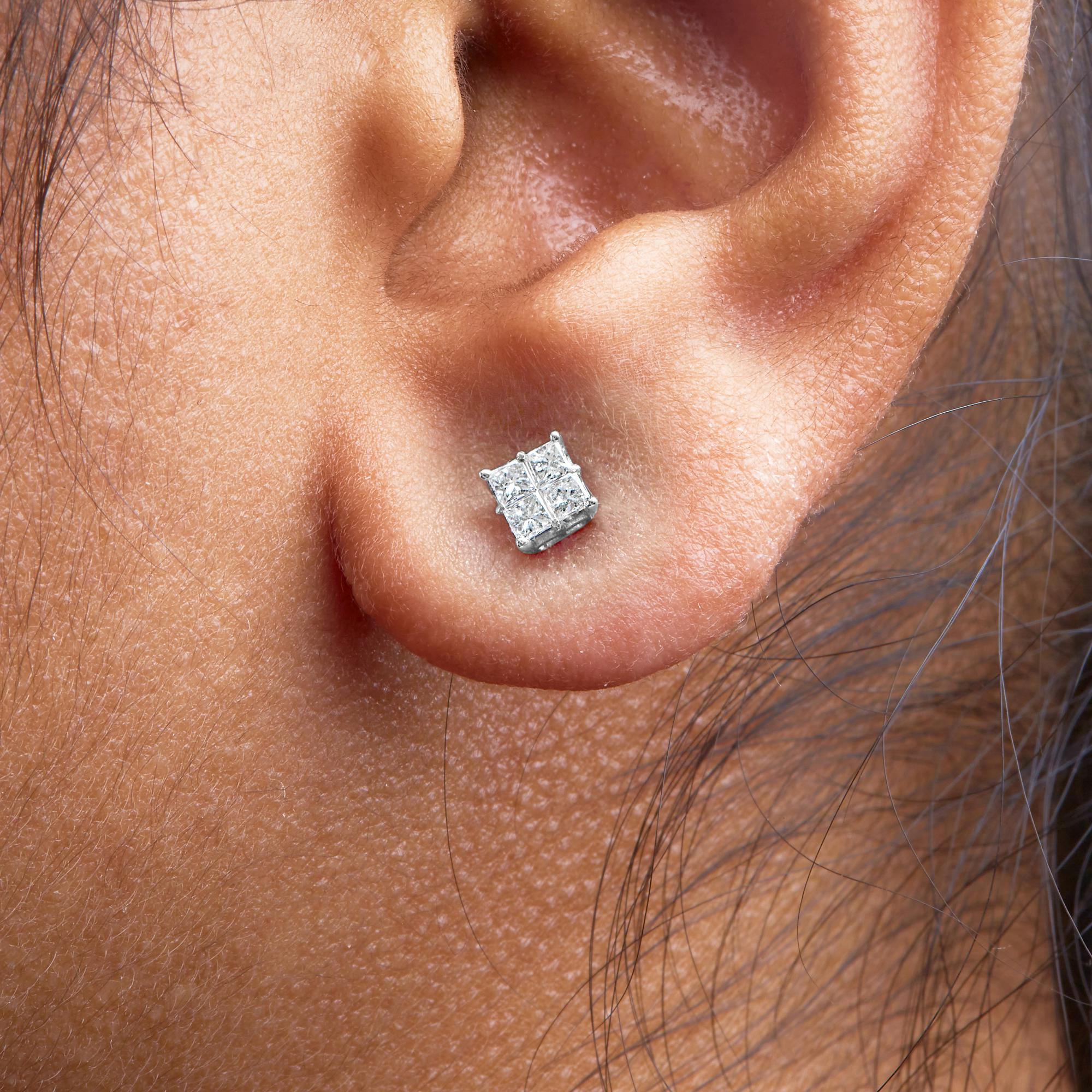 10KT White Gold Diamond Composite Stud Earring (1/4 cttw, H-I Color, I1-I2 Clarity) - Friggin Jewelry