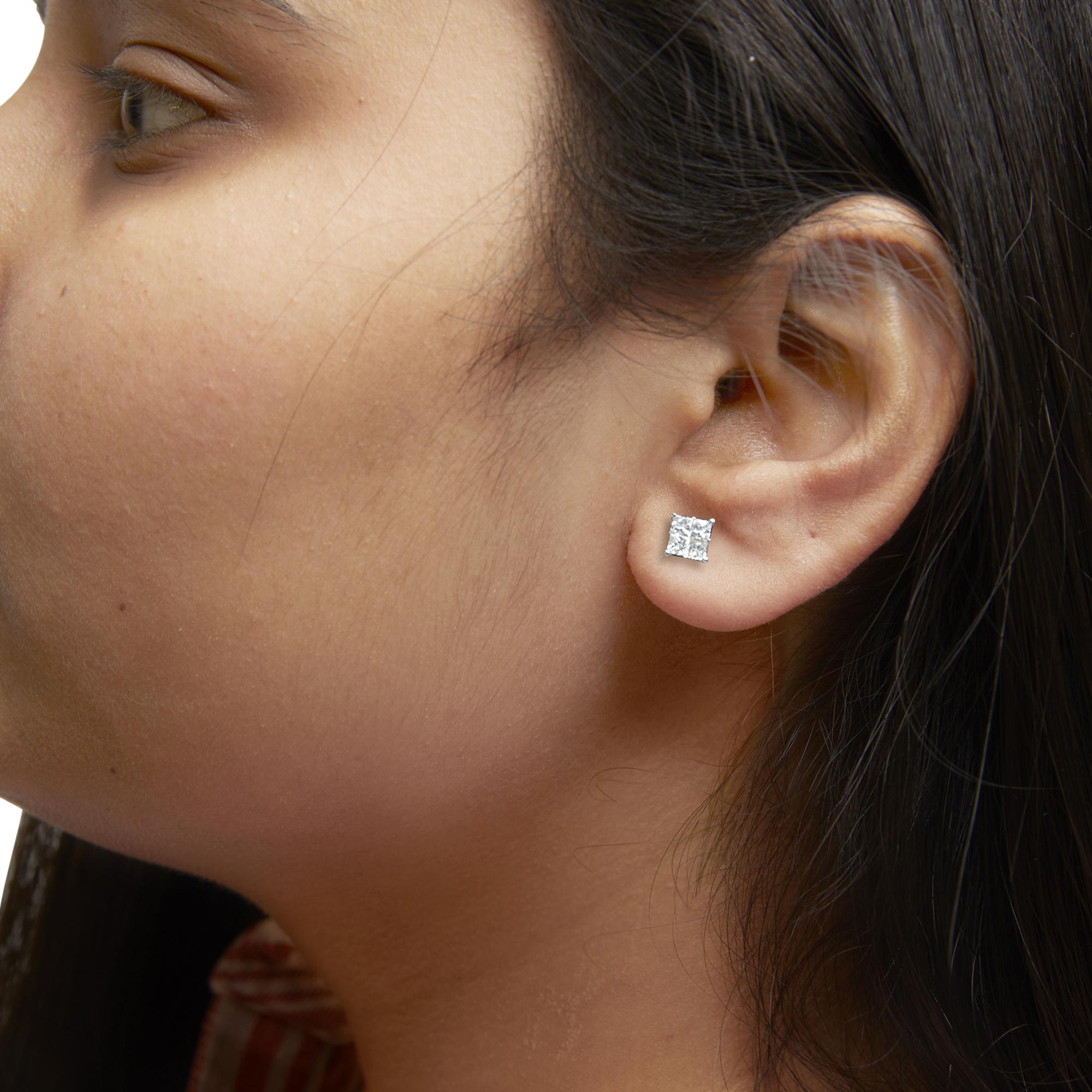 10K White Gold Diamond Stud Earrings (3/4 cttw, H-I Color, SI2-I1 Clarity) - Friggin Jewelry