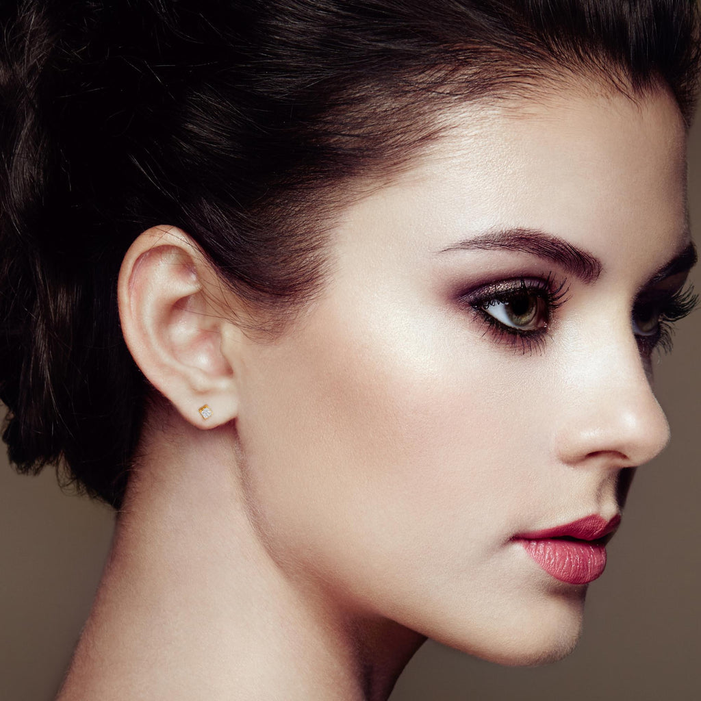 Aretes de diamantes princesa en oro de 10 quilates (1/4 ct, color JK, claridad I1-I2) - Friggin Jewelry