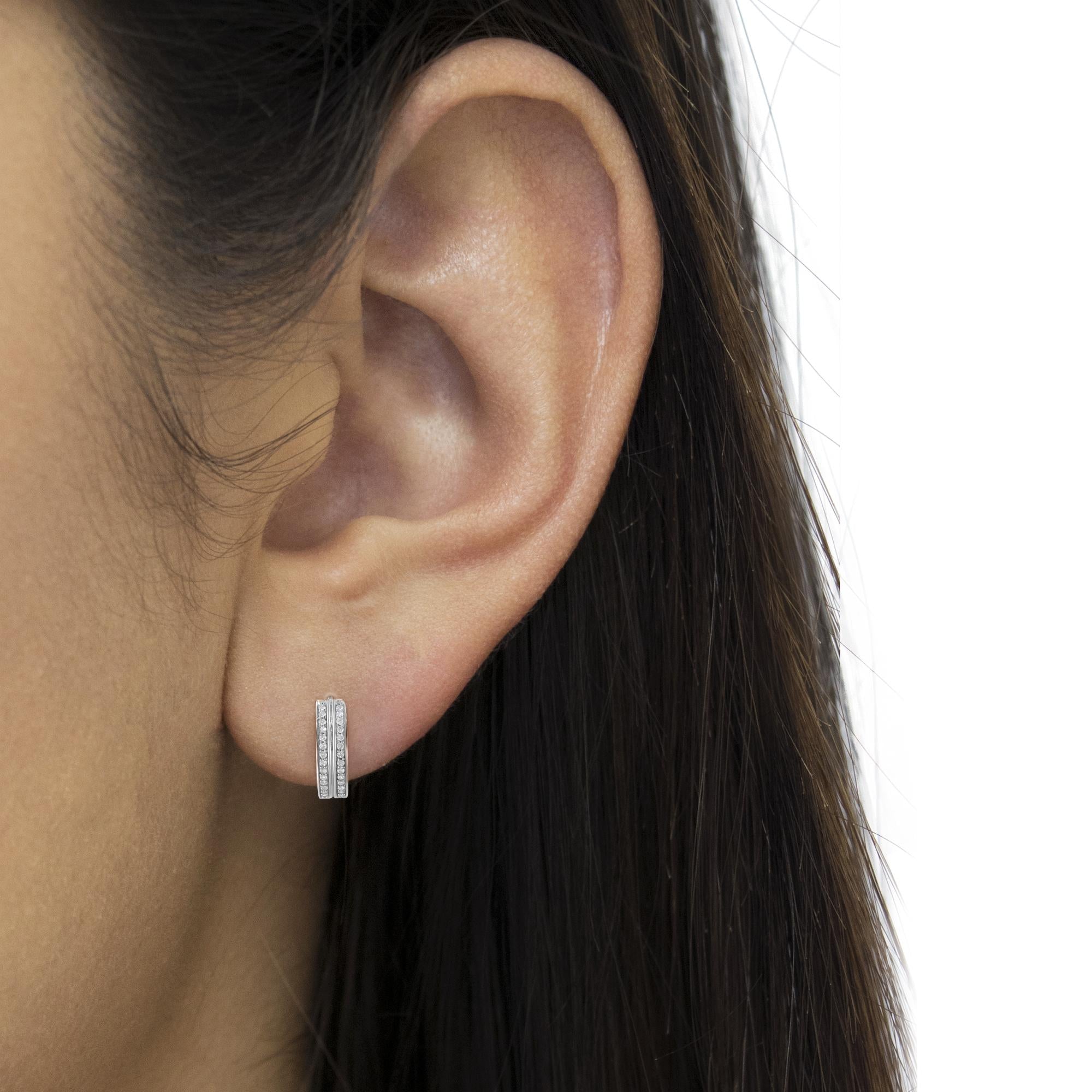 Orecchini a cerchio in oro bianco 10 carati con diamanti (1/2 carato, colore IJ, purezza I2-I3) - Friggin Jewelry