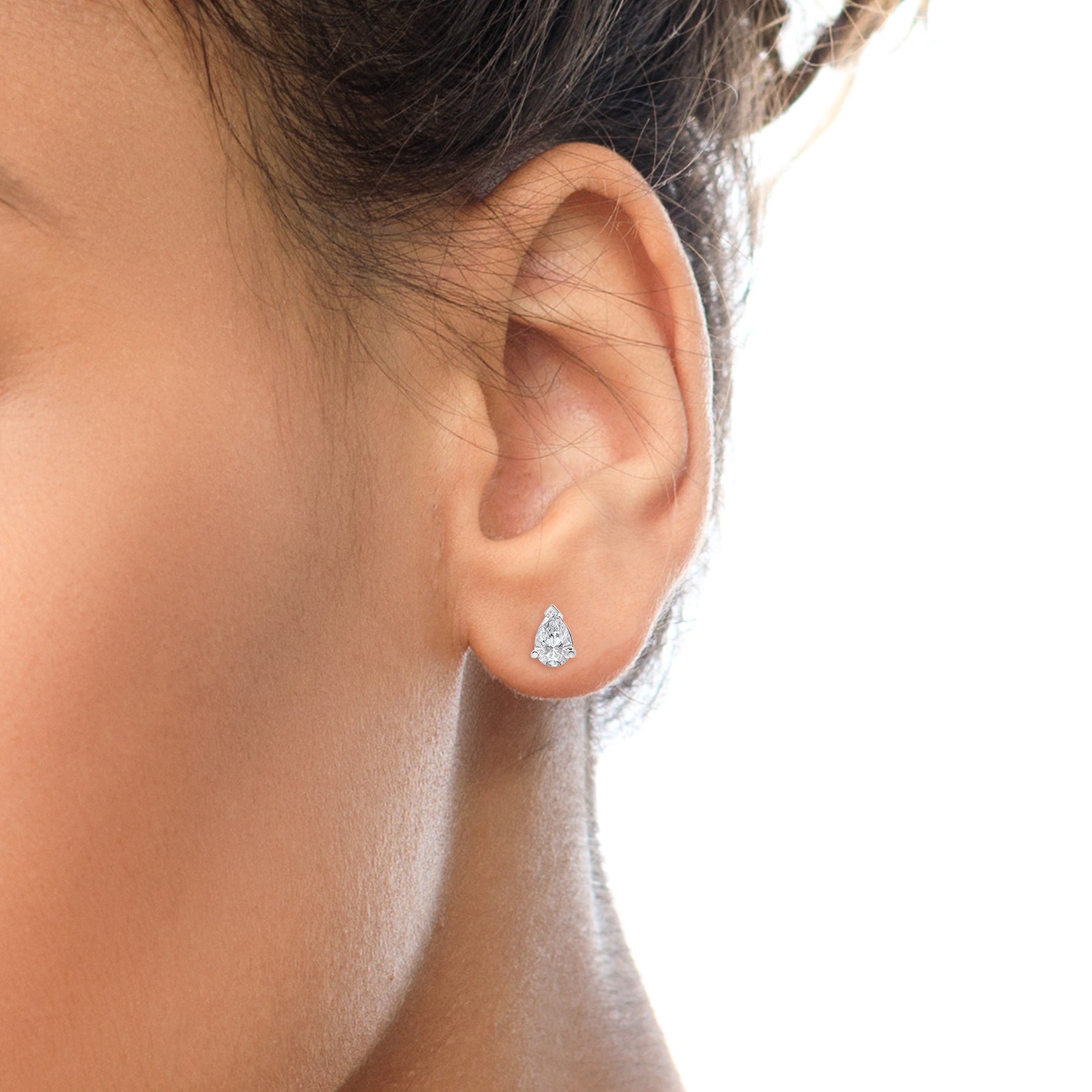 14K White Gold Pear Shape Solitaire Lab Grown Diamond Stud Earrings (F-G Color, VS2-SI1 Clarity) - Friggin Jewelry