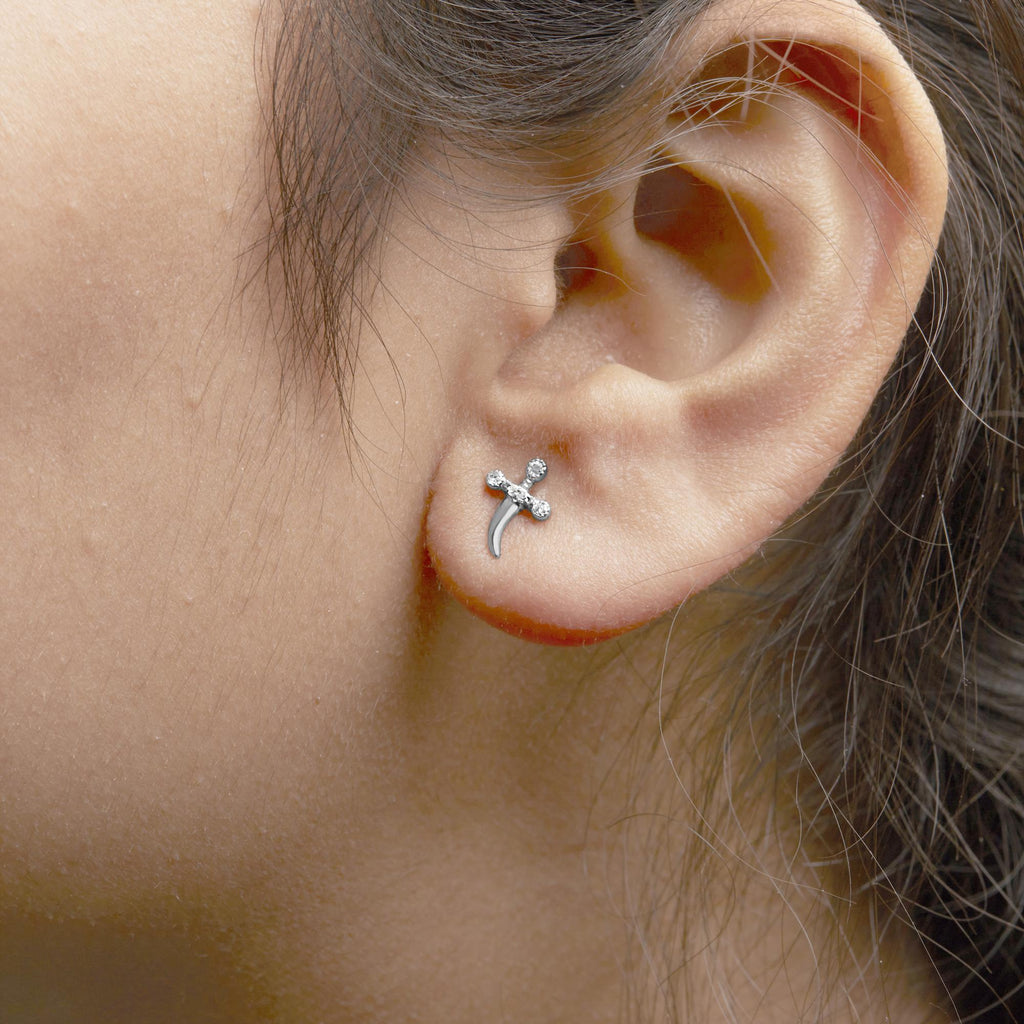 Pendientes de plata de ley 925 con detalle de diamante (color HI, claridad I2-I3) - Friggin Jewelry