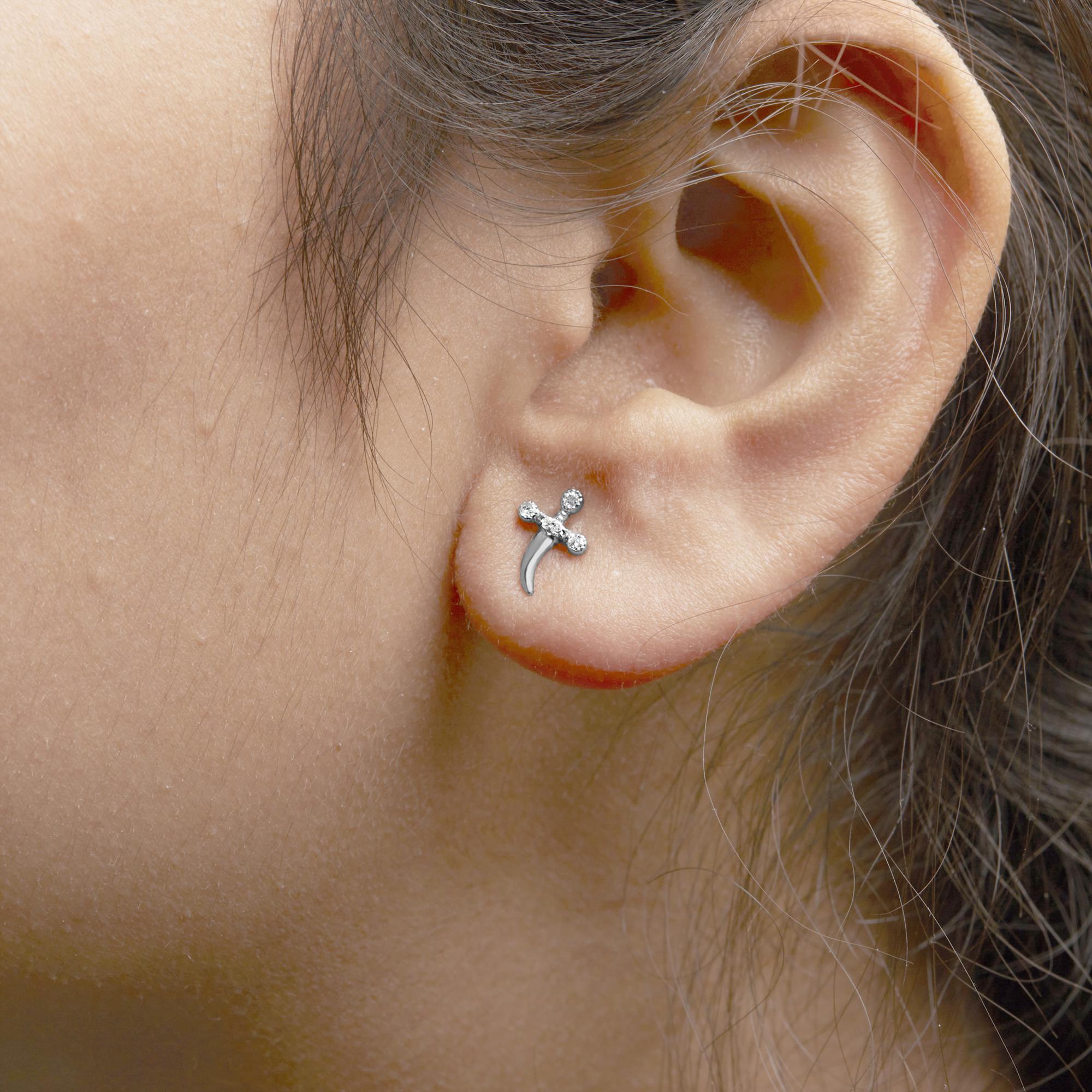 Pendientes de plata de ley 925 con detalle de diamante (color HI, claridad I2-I3) - Friggin Jewelry